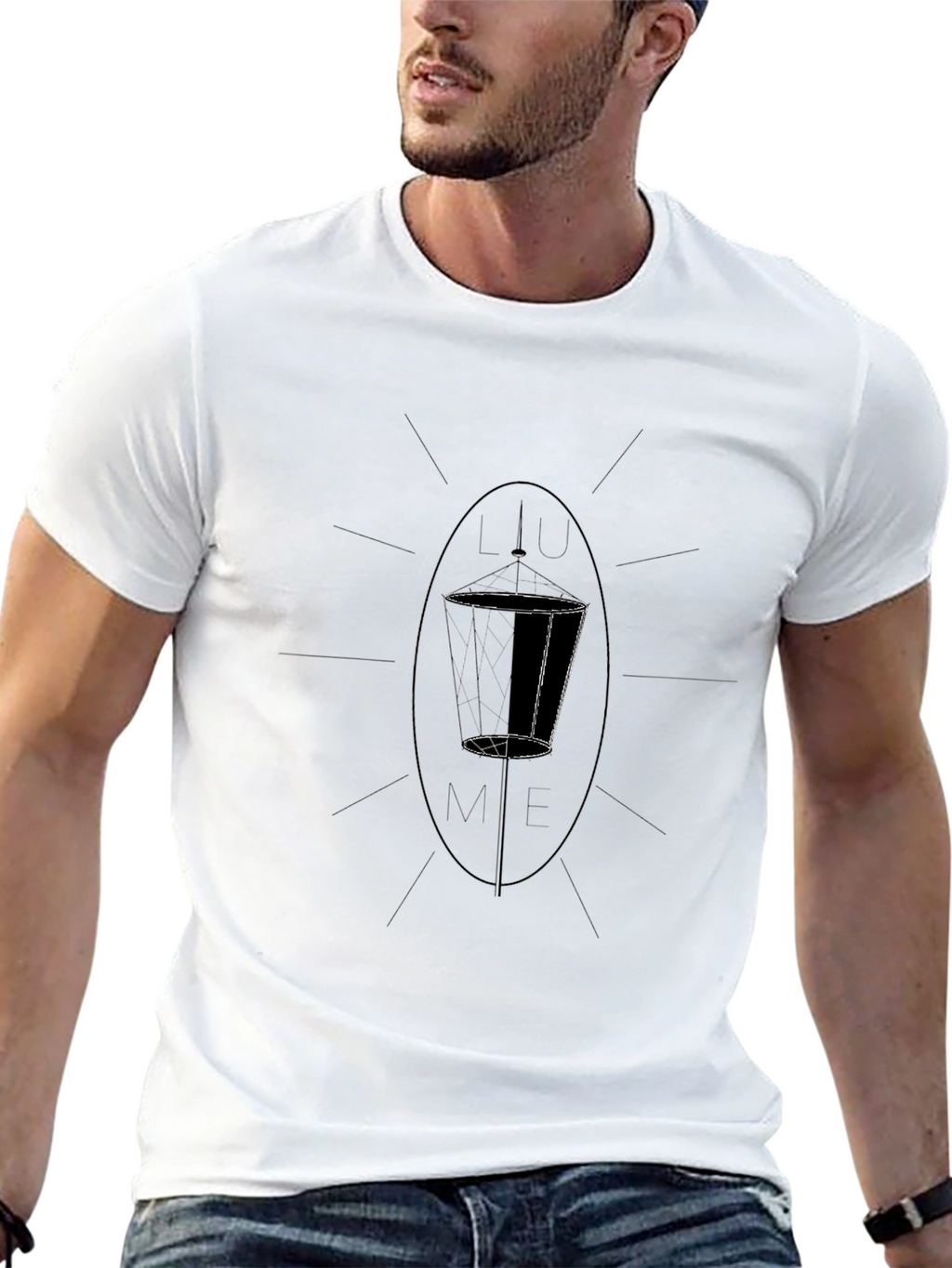 Minimalist Line Art Graphic Tee - Black