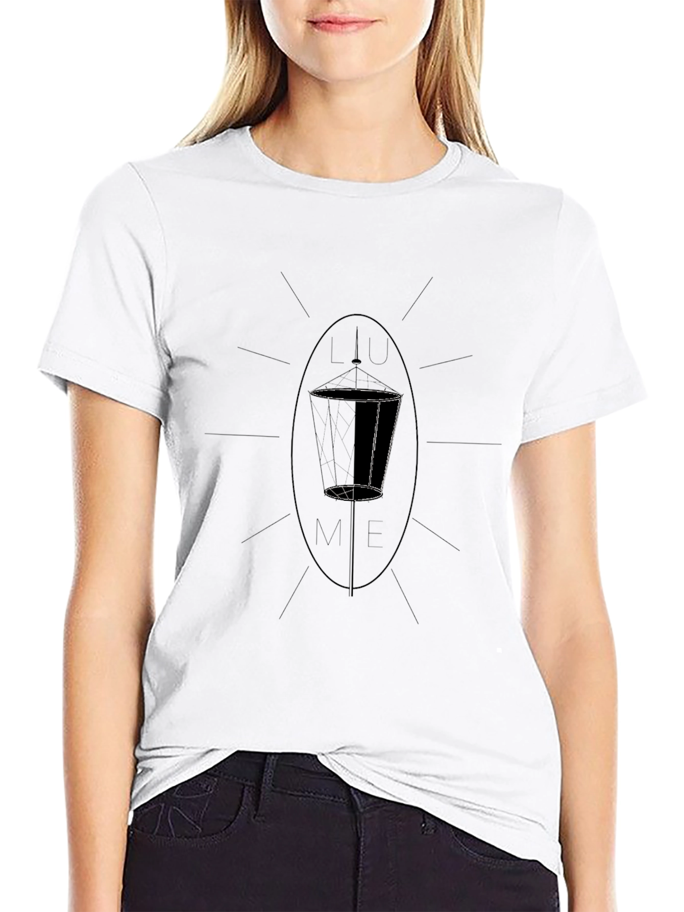 Minimalist Line Art Graphic Tee - Black