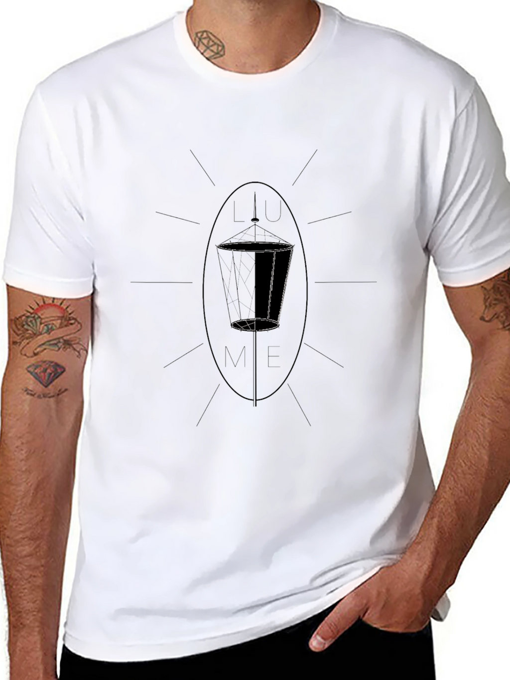 Minimalist Line Art Graphic Tee - Black