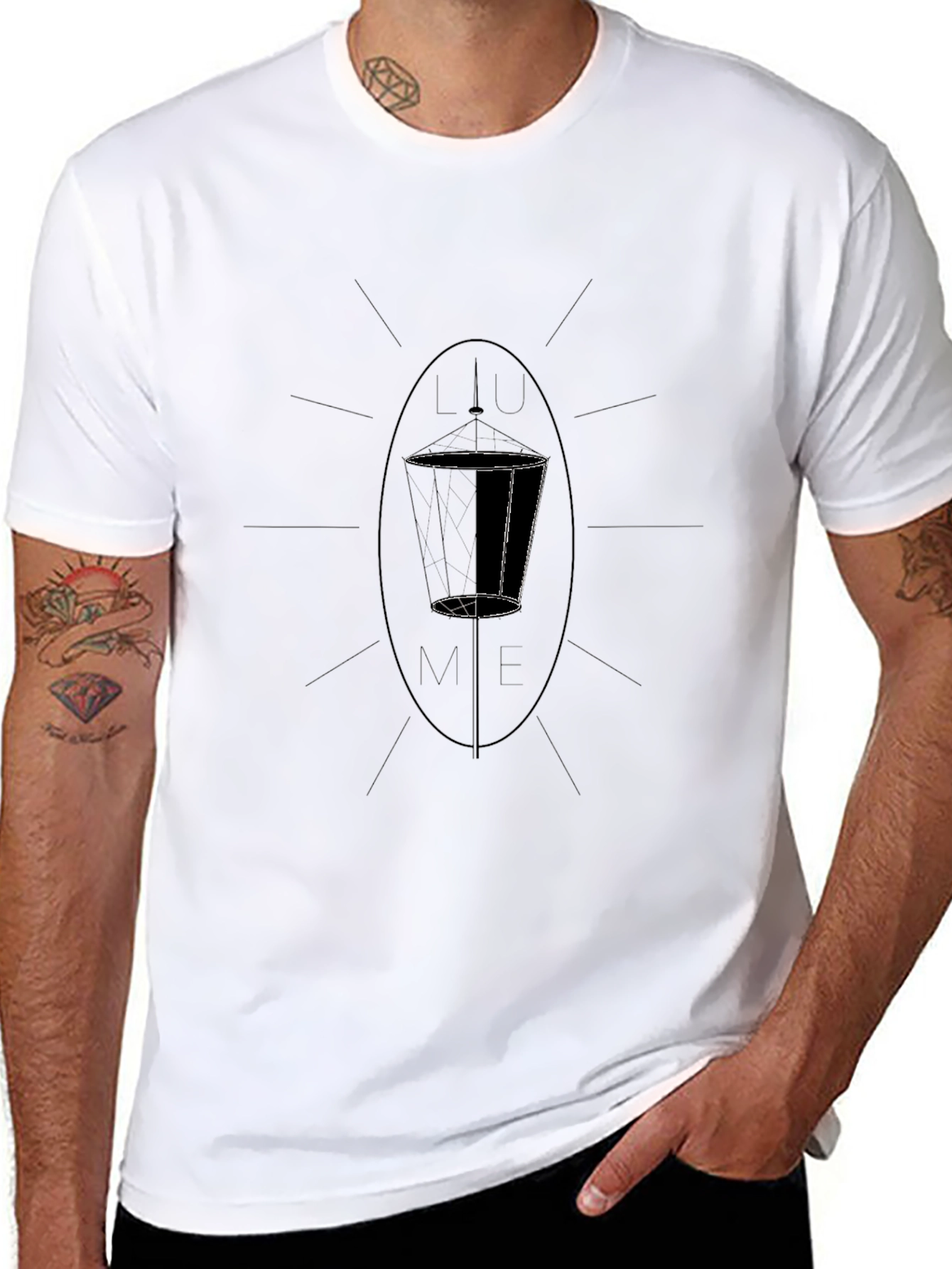 Minimalist Line Art Graphic Tee - Black