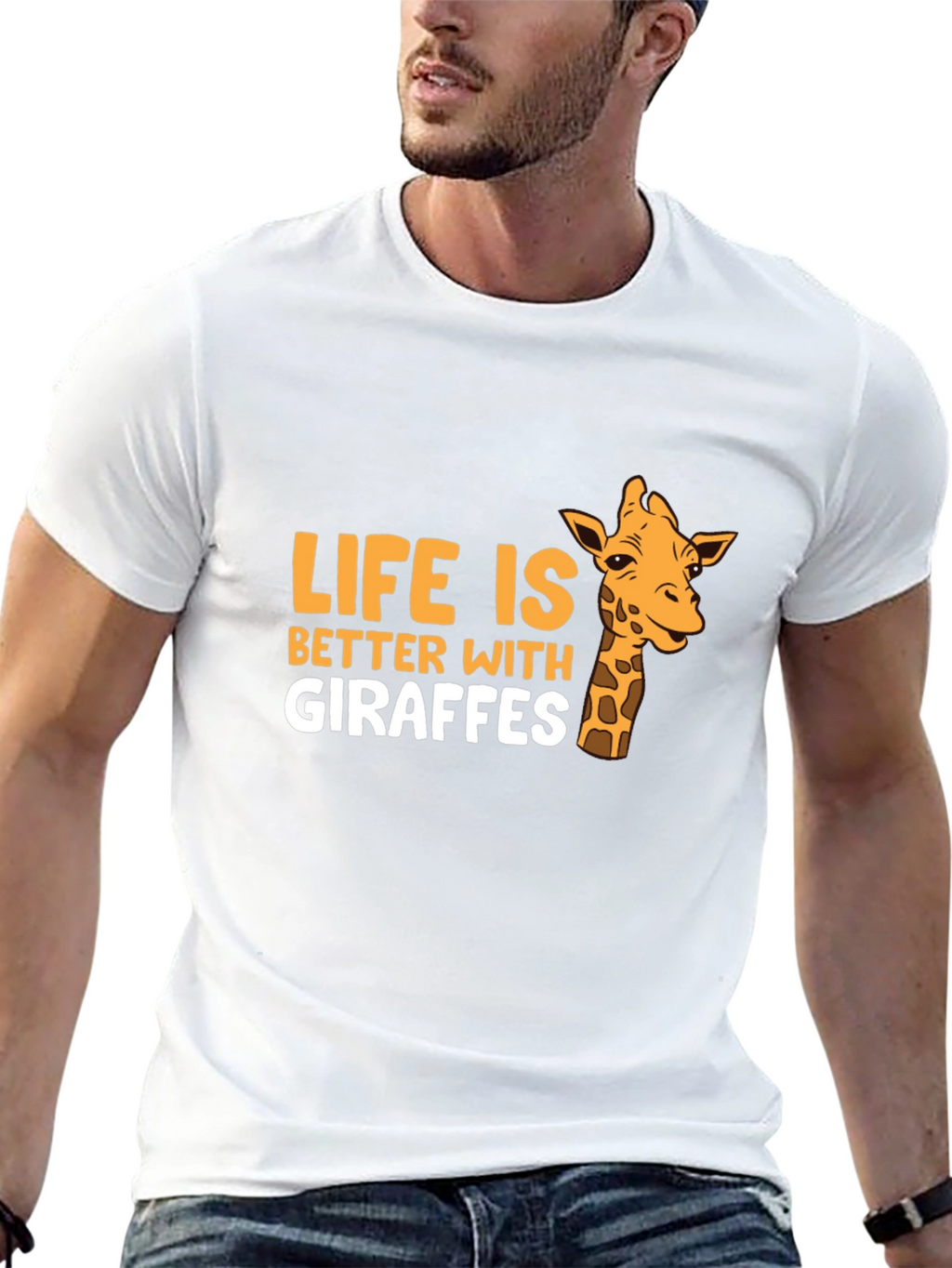 Life is Better With Giraffes Black T-Shirt