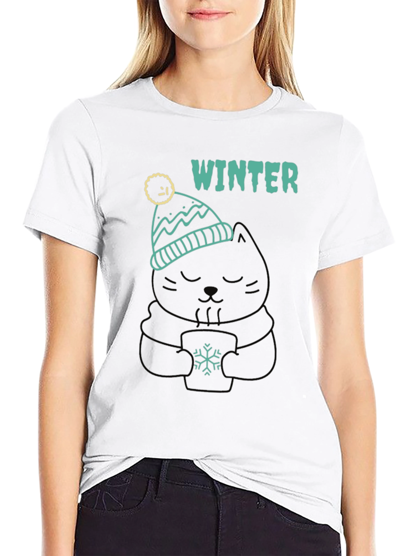Winter Cat T-Shirt - Cozy & Cute