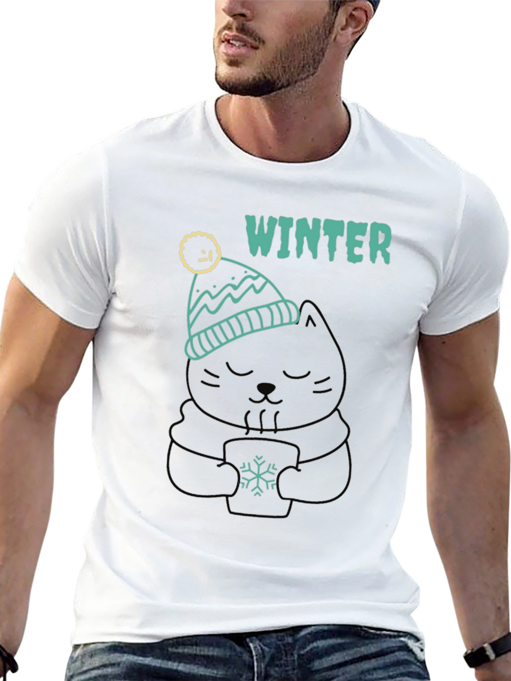 Winter Cat T-Shirt - Cozy & Cute