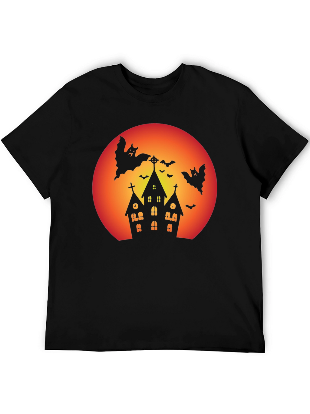 Spooky Halloween T-Shirt - Haunted House & Bats