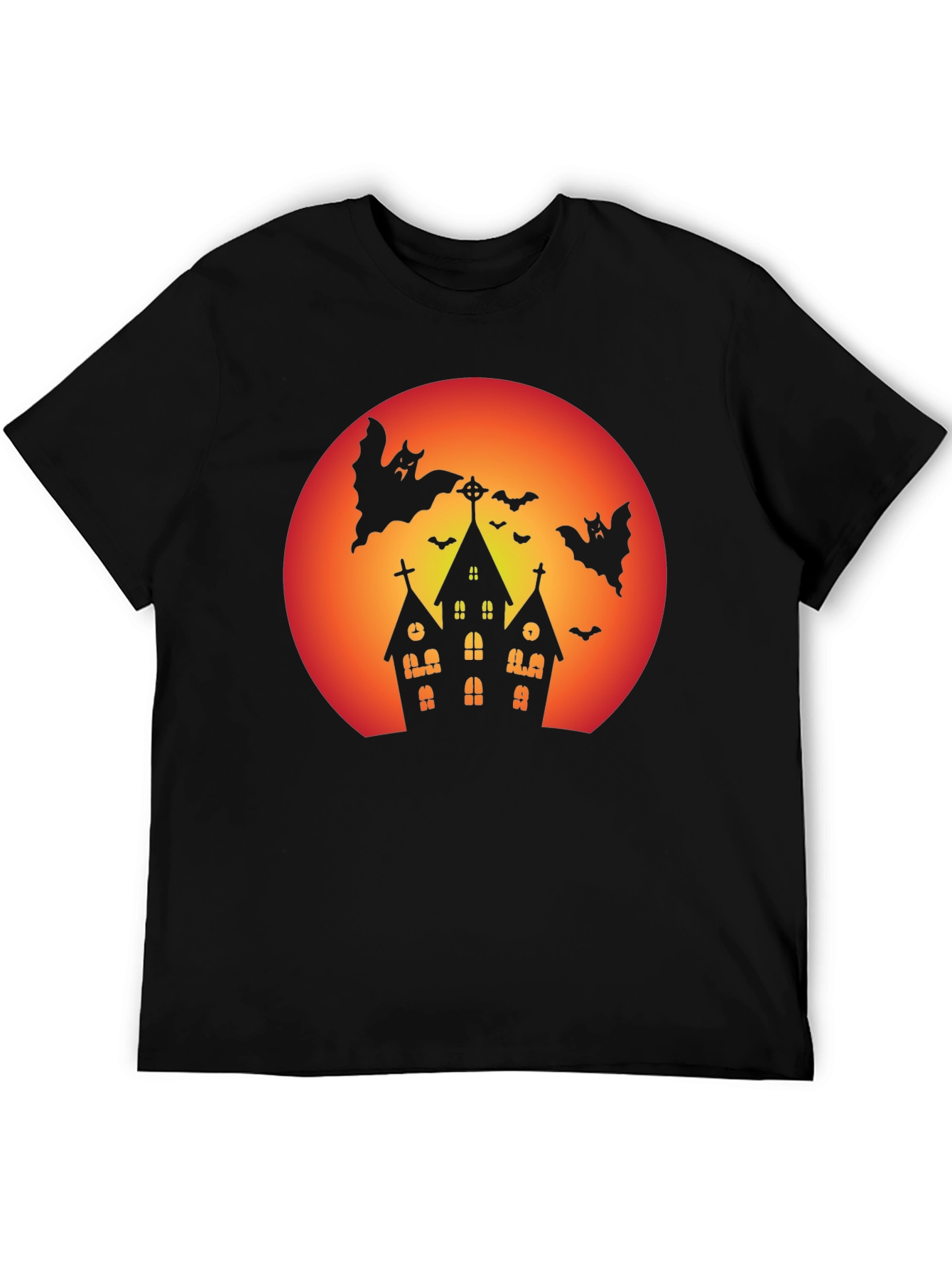 Spooky Halloween T-Shirt - Haunted House & Bats