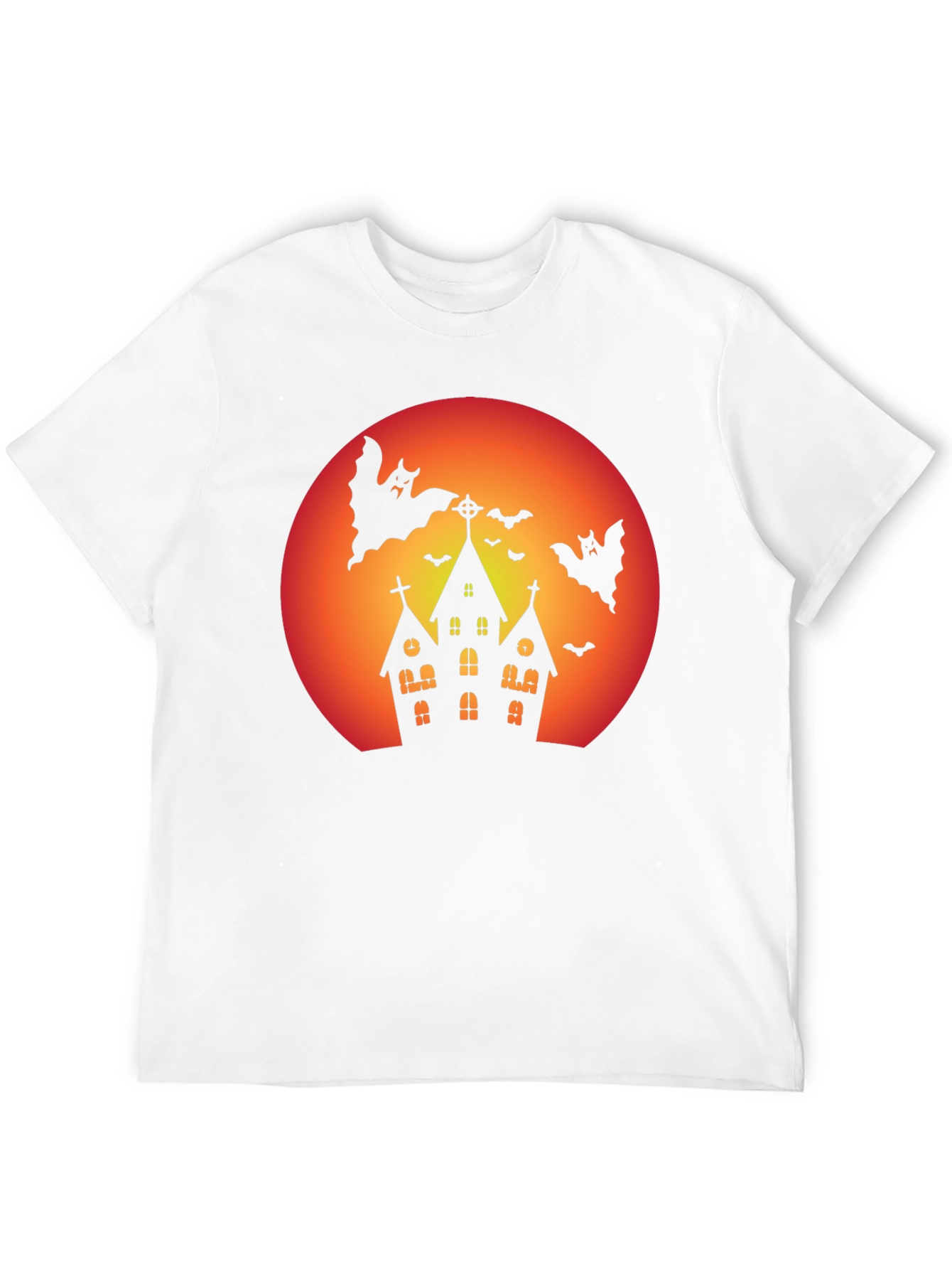 Spooky Halloween T-Shirt - Haunted House & Bats