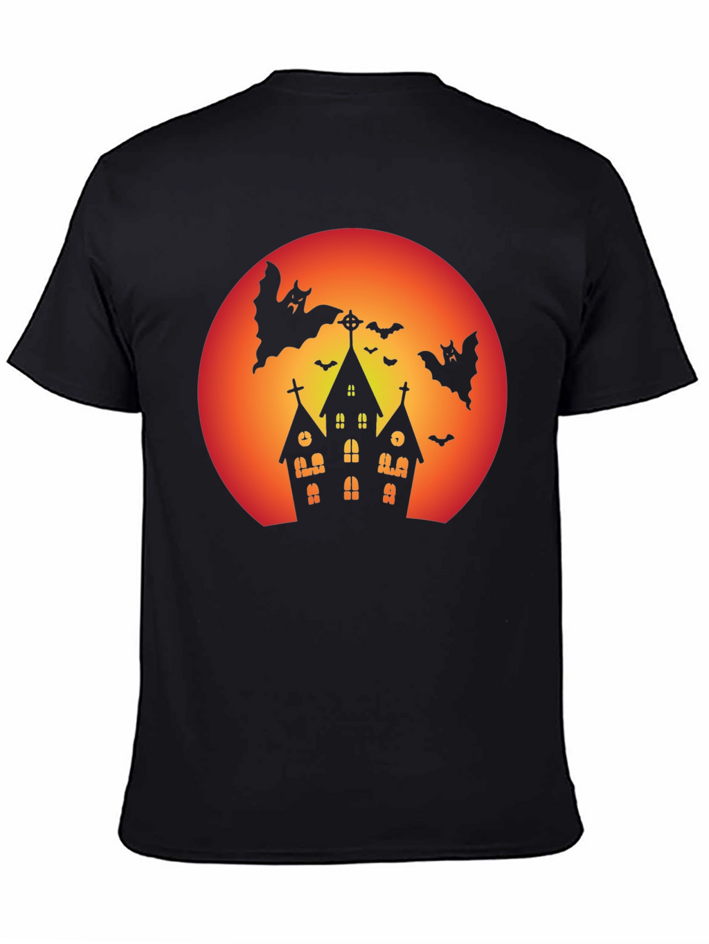 Spooky Halloween T-Shirt - Haunted House & Bats
