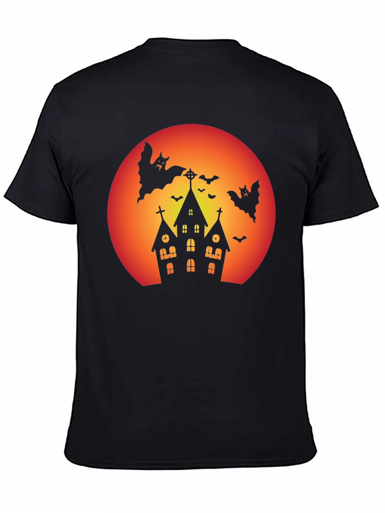 Spooky Halloween T-Shirt - Haunted House & Bats