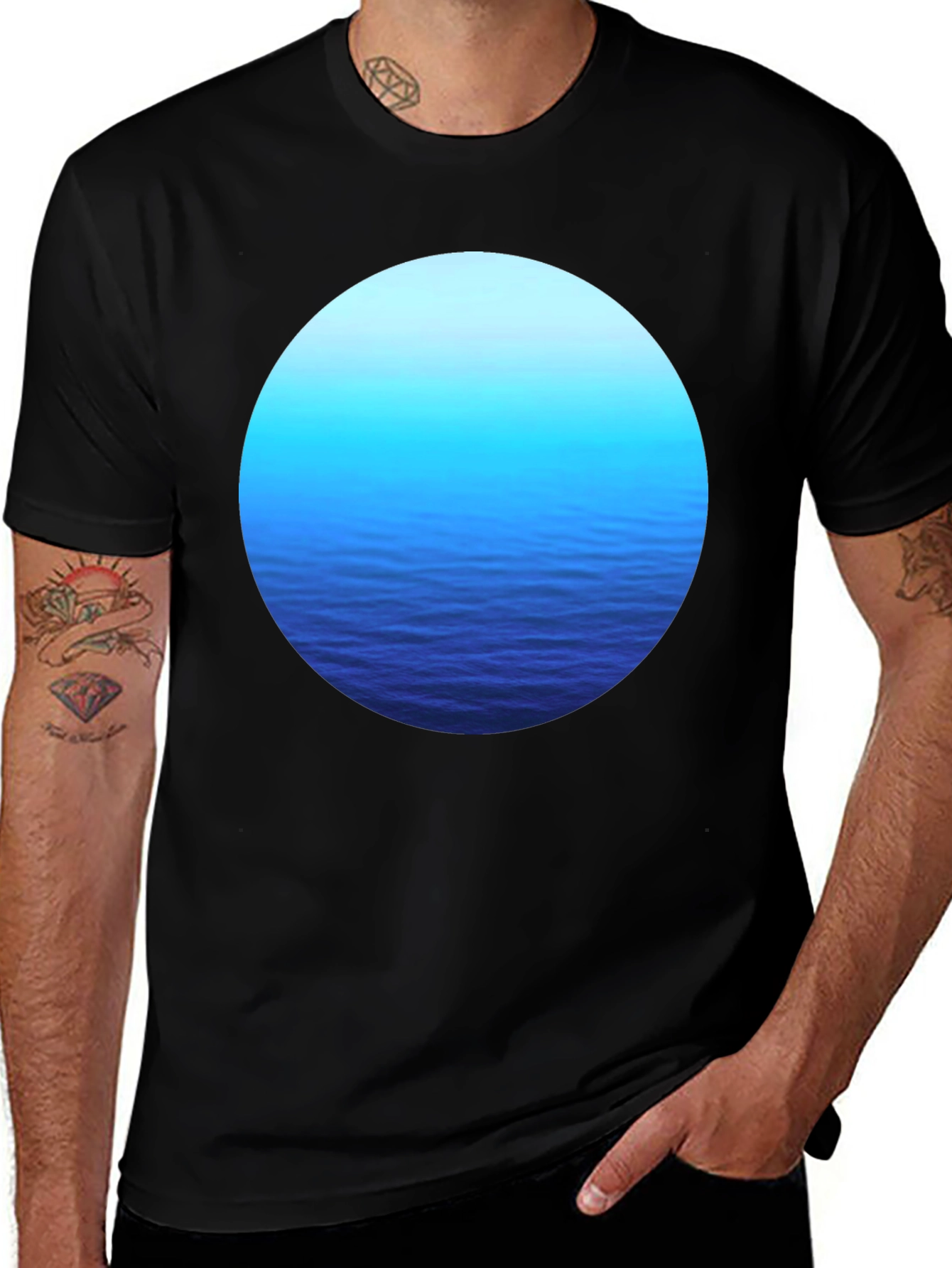 Ocean View Graphic Tee - Soft Black T-Shirt