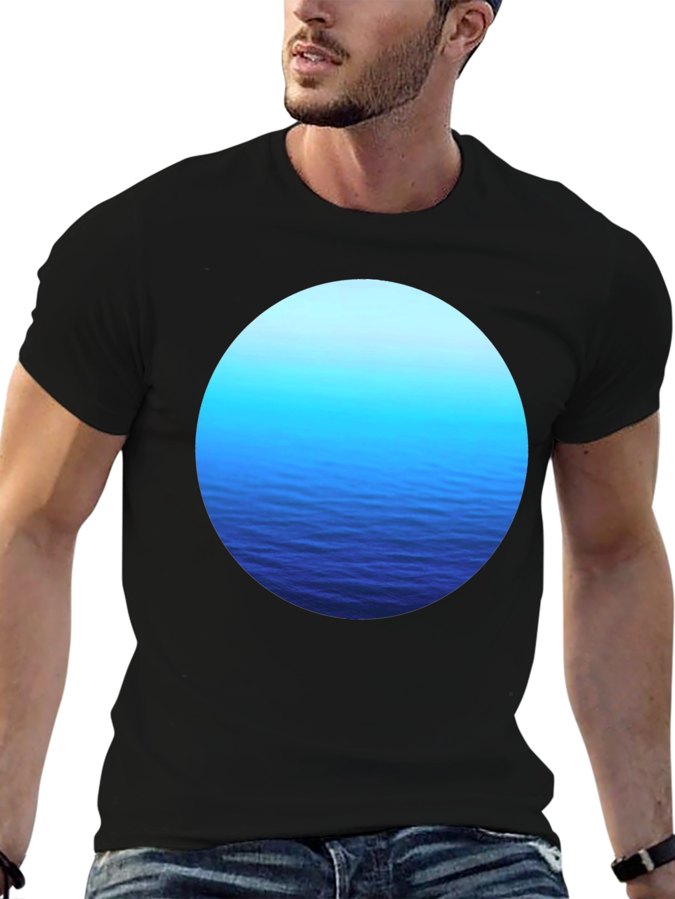 Ocean View Graphic Tee - Soft Black T-Shirt