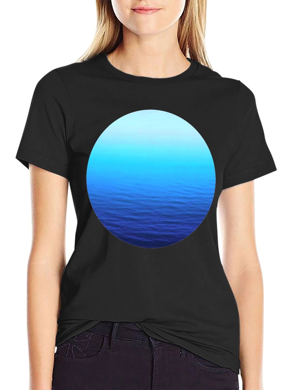 Ocean View Graphic Tee - Soft Black T-Shirt