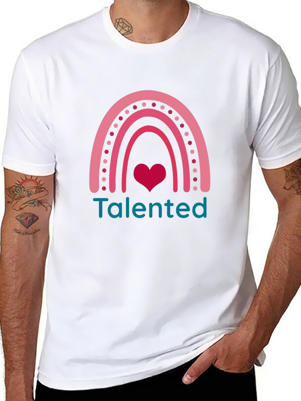 Talented Rainbow Heart Graphic Tee - Black