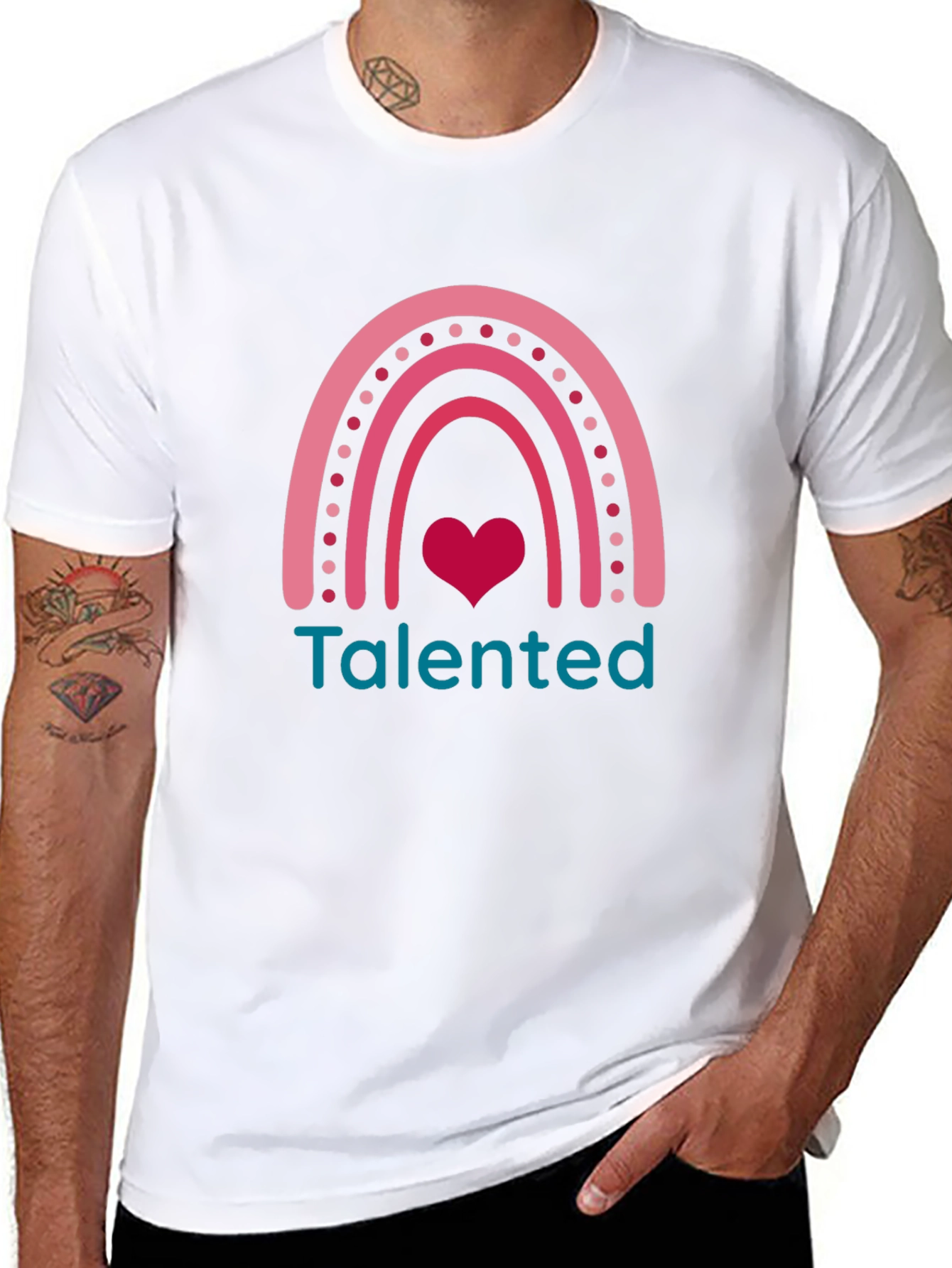 Talented Rainbow Heart Graphic Tee - Black