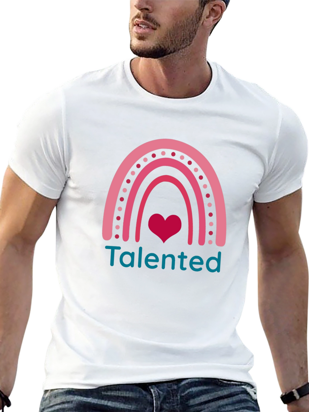 Talented Rainbow Heart Graphic Tee - Black
