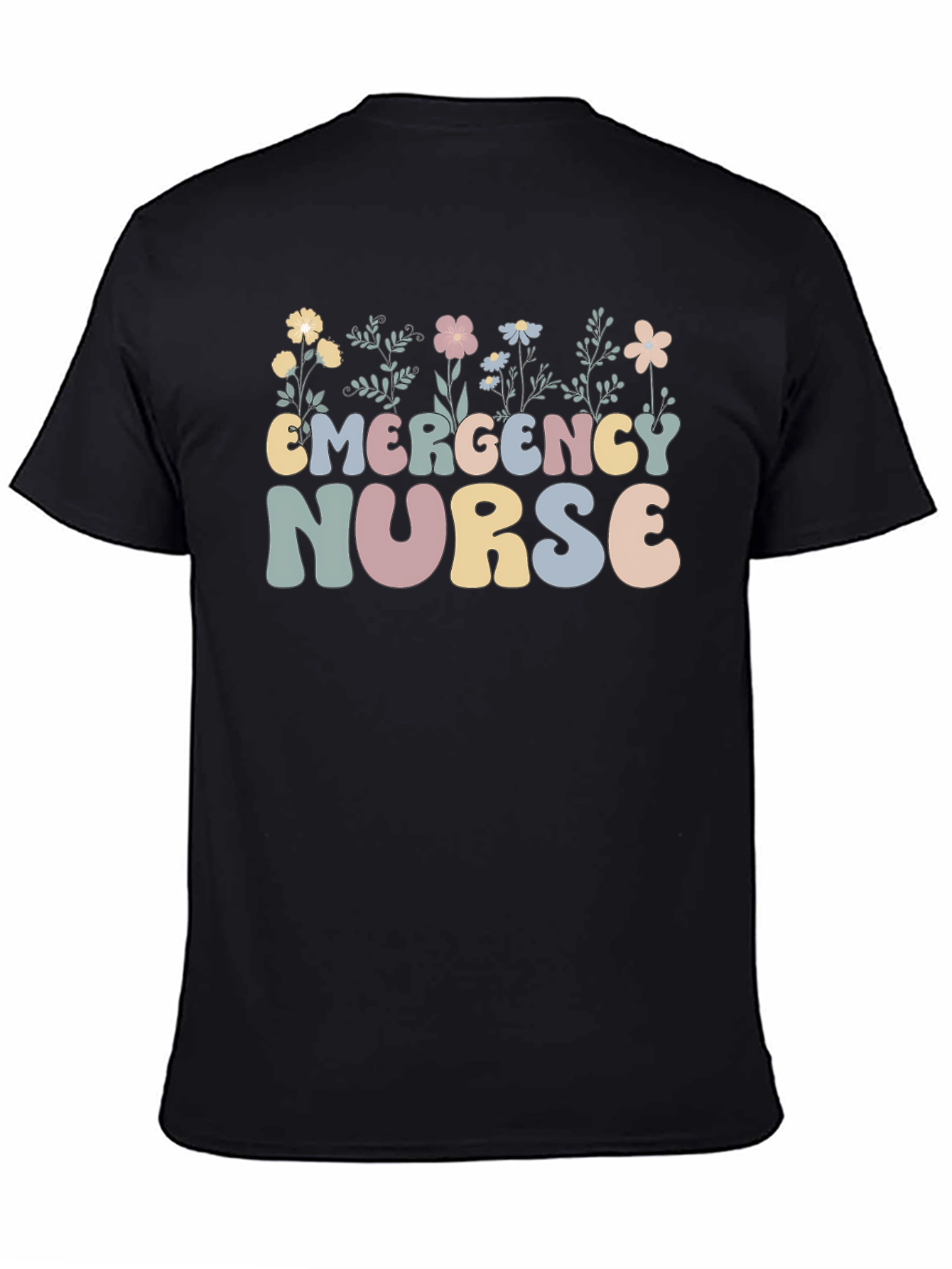 Emergency Nurse Floral Graphic T-Shirt