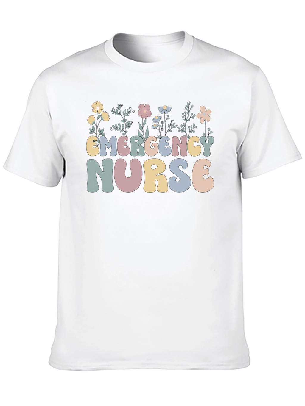 Emergency Nurse Floral Graphic T-Shirt