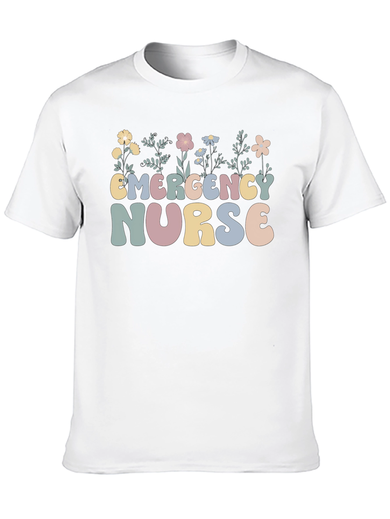 Emergency Nurse Floral Graphic T-Shirt