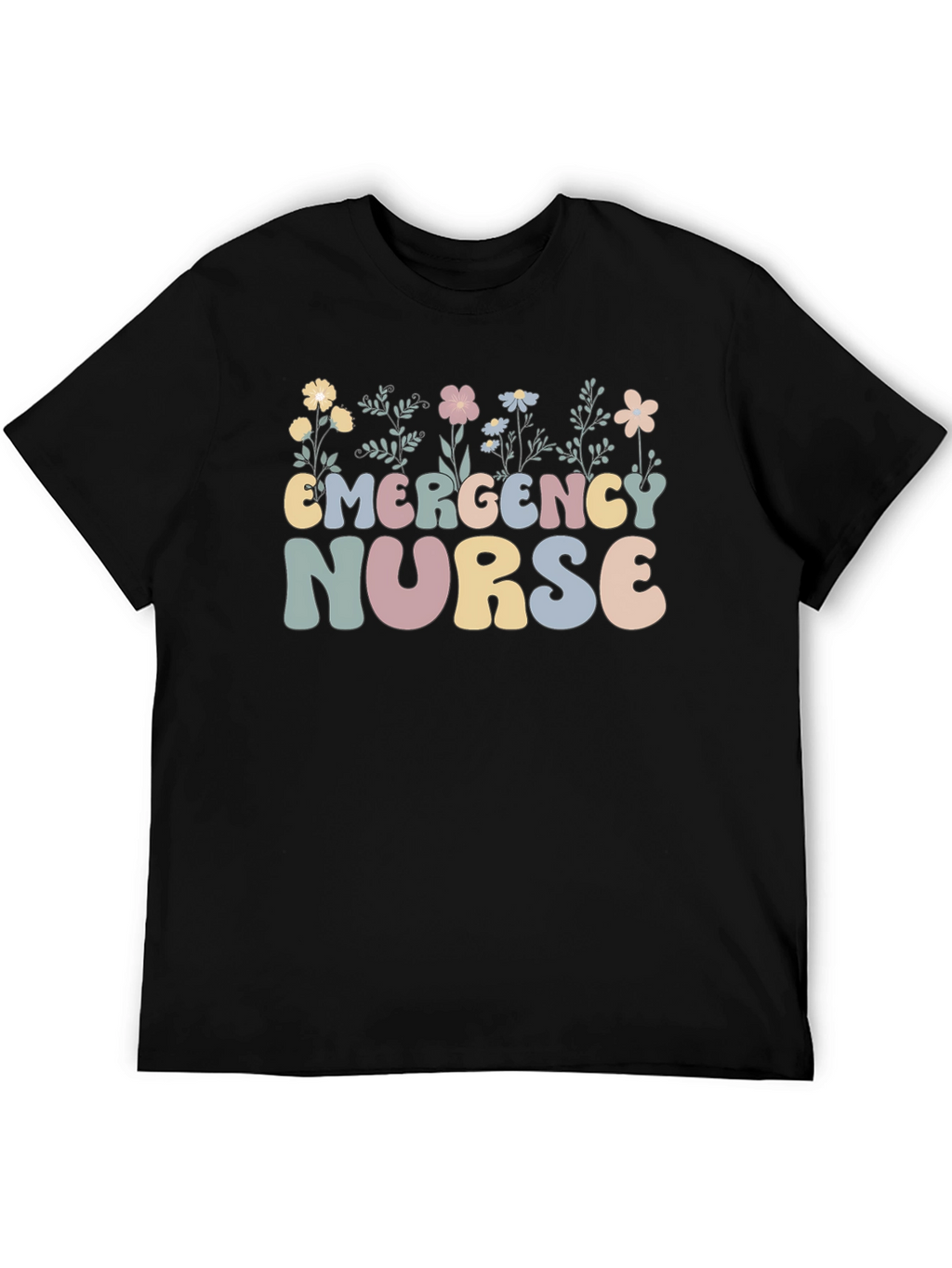 Emergency Nurse Floral Graphic T-Shirt
