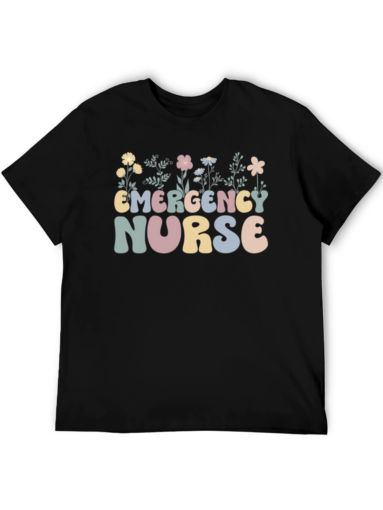 Emergency Nurse Floral Graphic T-Shirt
