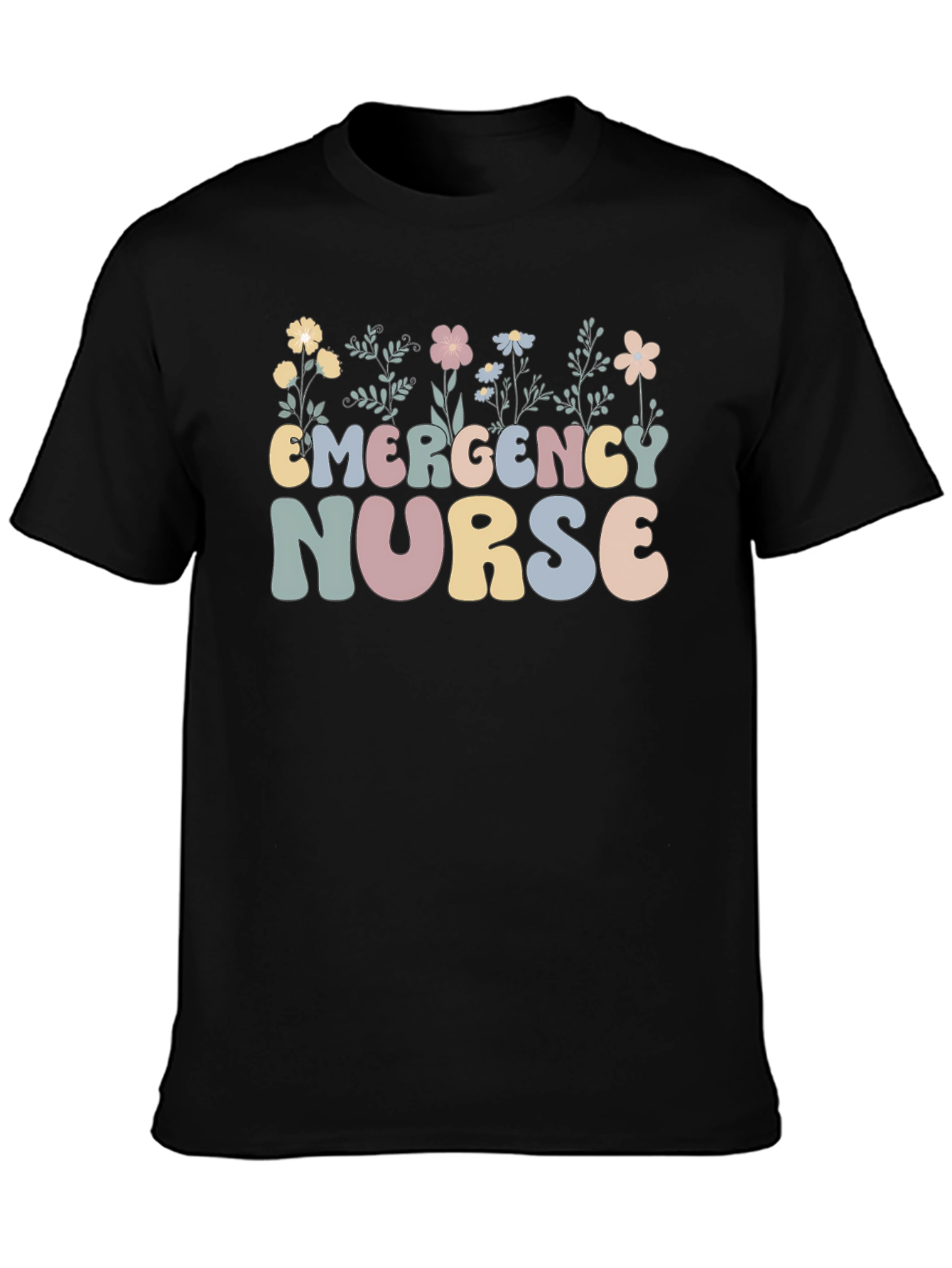 Emergency Nurse Floral Graphic T-Shirt