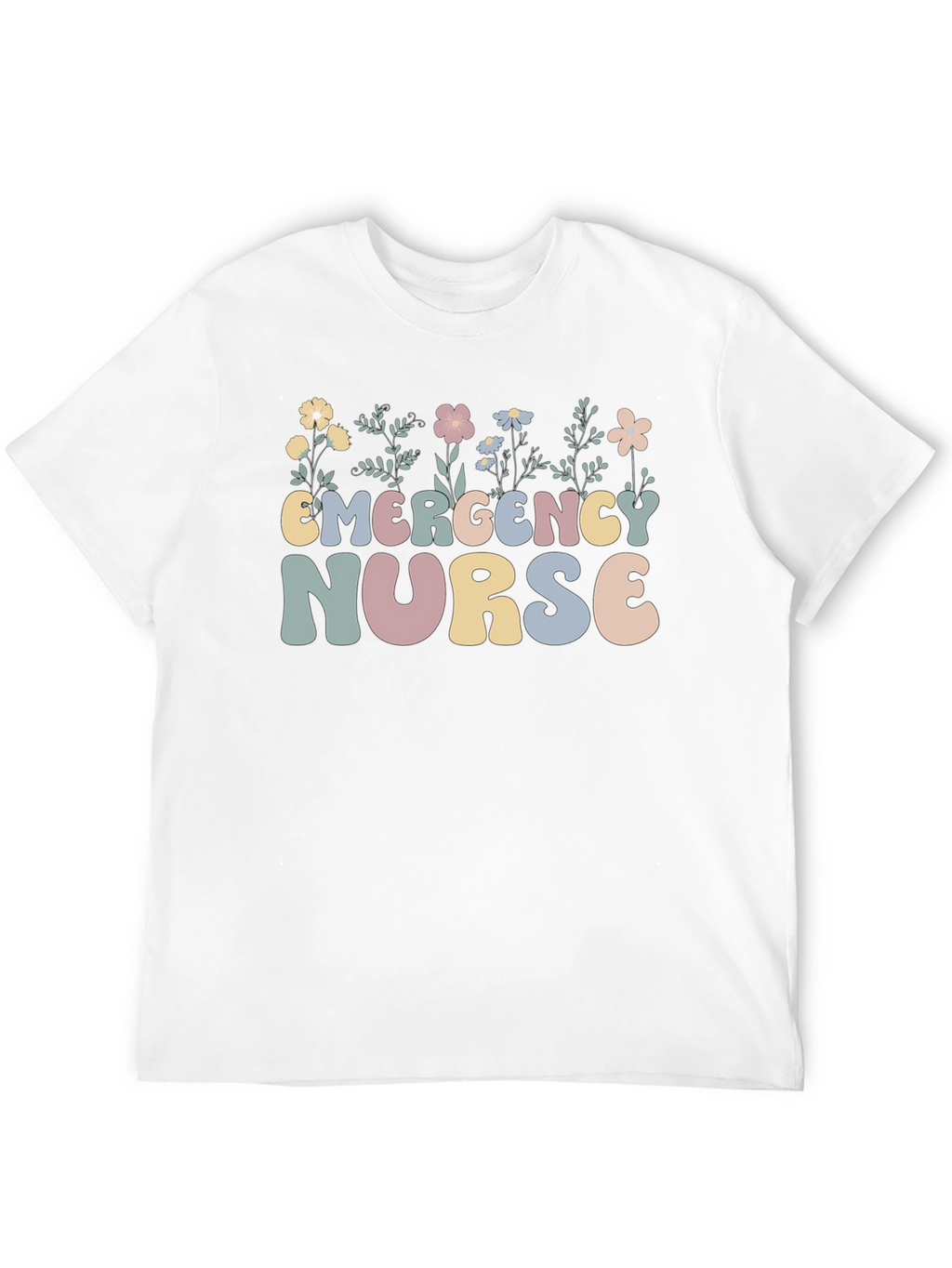 Emergency Nurse Floral Graphic T-Shirt
