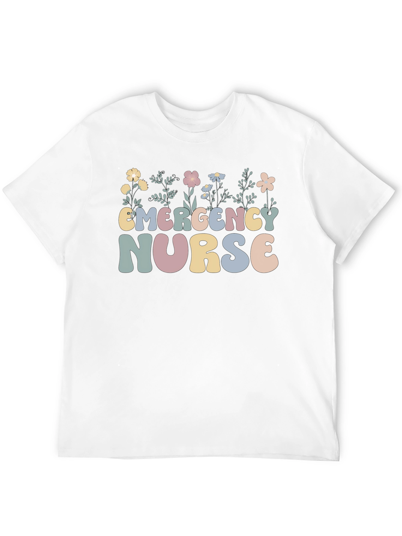 Emergency Nurse Floral Graphic T-Shirt