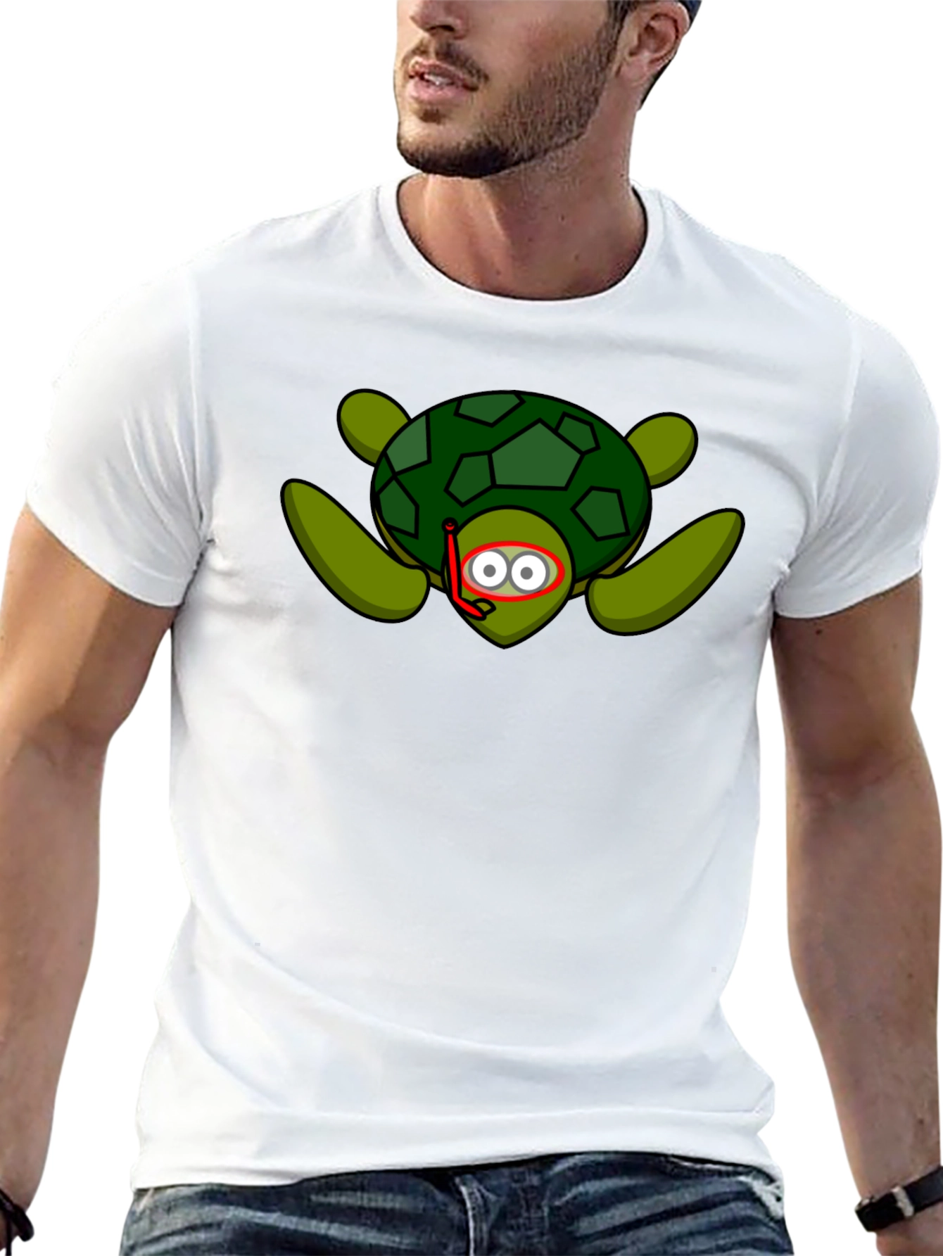 Snorkeling Turtle Graphic Tee - Black Cotton