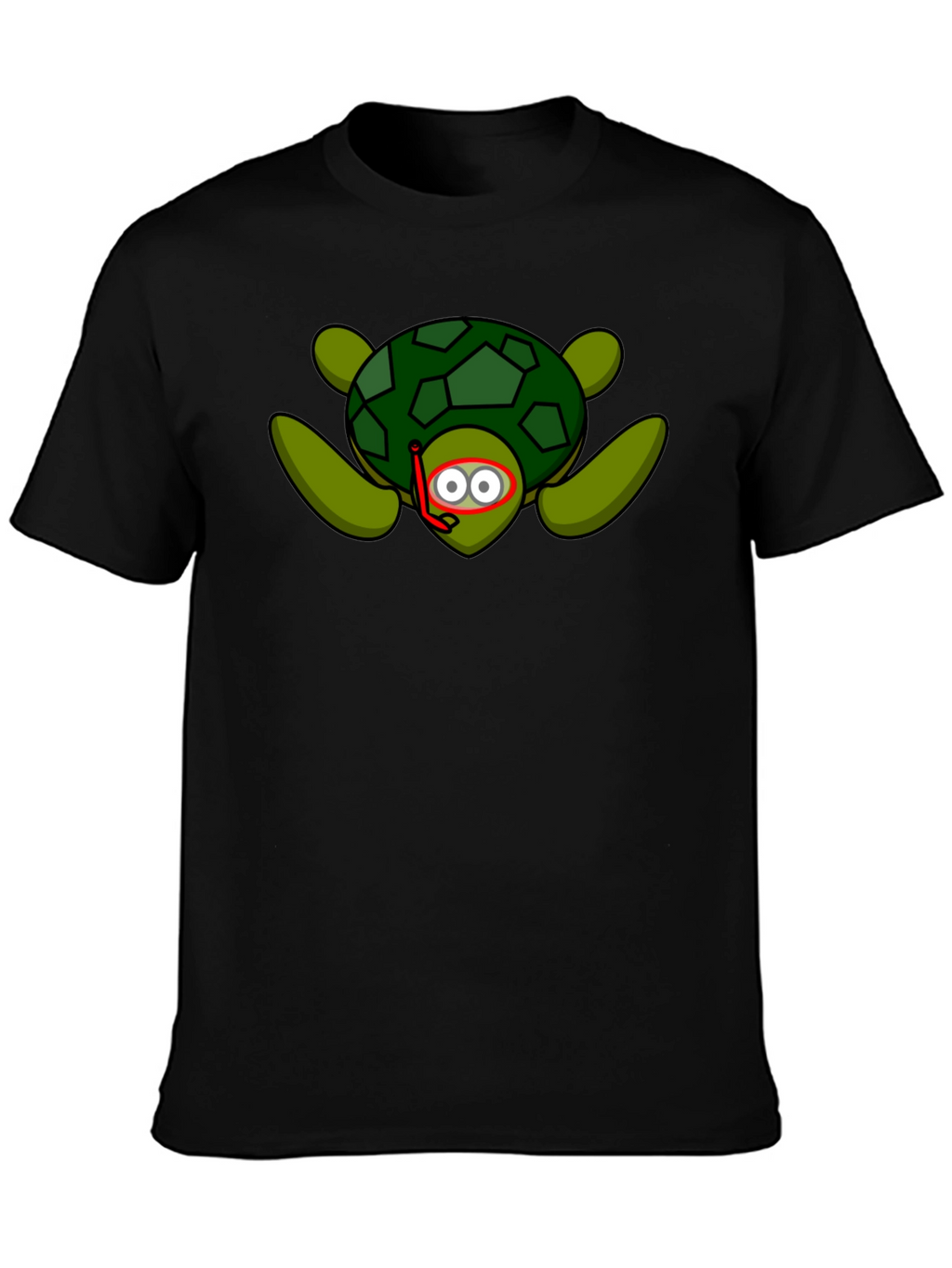 Snorkeling Turtle Graphic Tee - Black Cotton