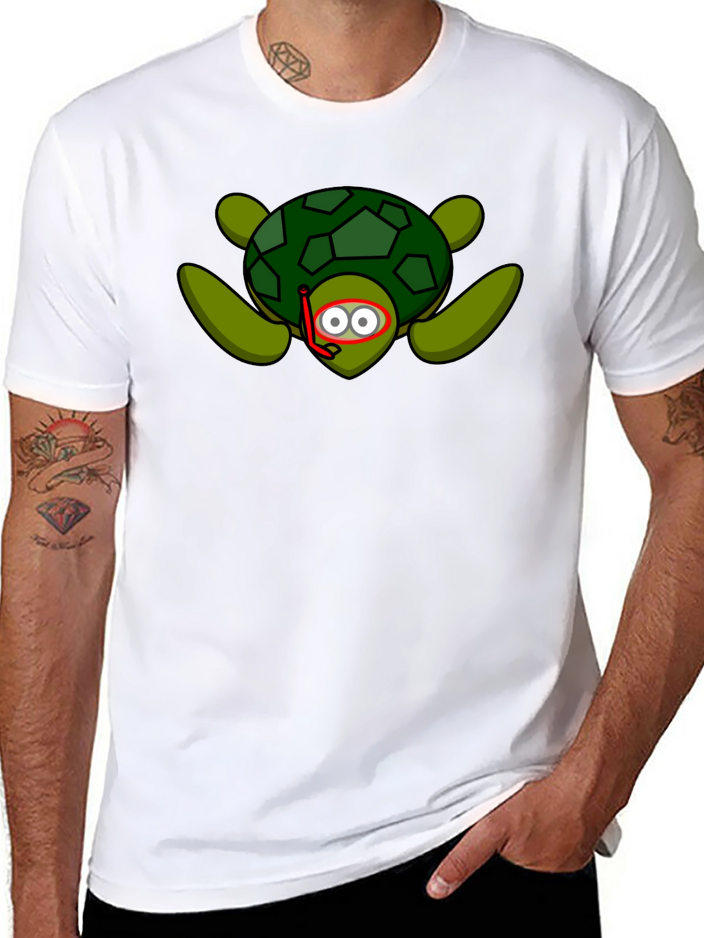 Snorkeling Turtle Graphic Tee - Black Cotton