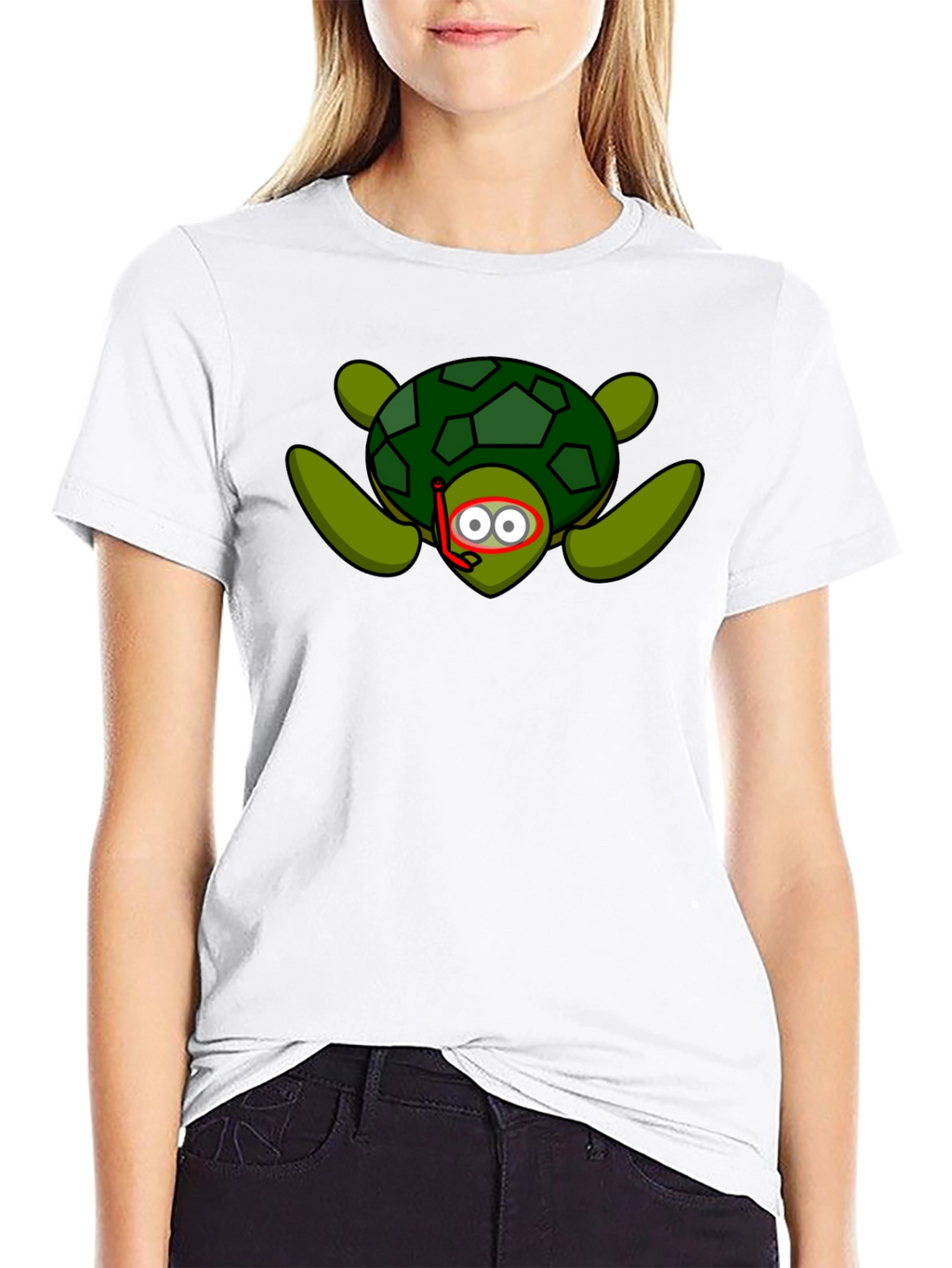 Snorkeling Turtle Graphic Tee - Black Cotton