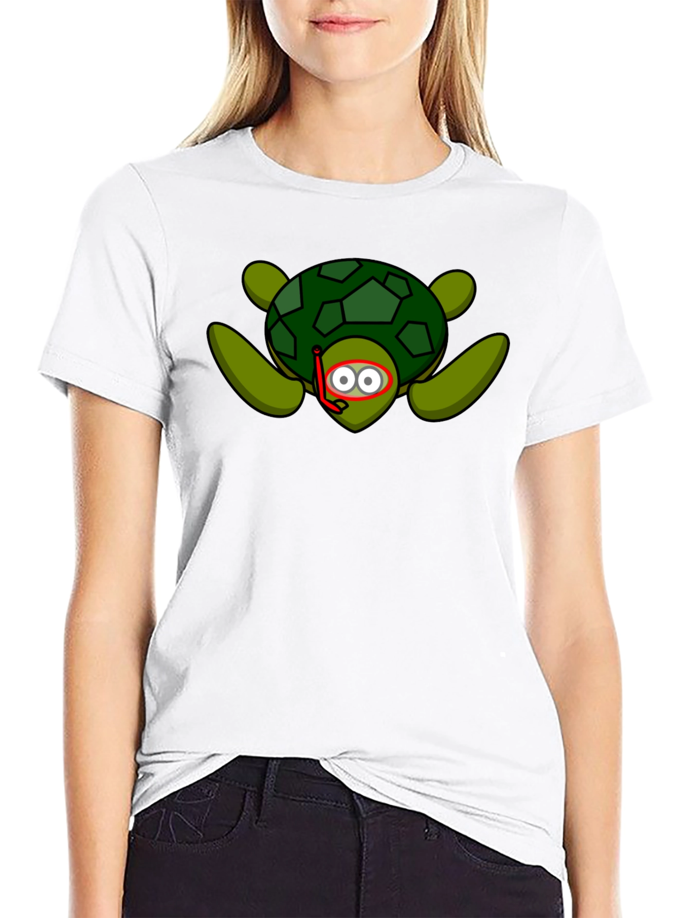 Snorkeling Turtle Graphic Tee - Black Cotton