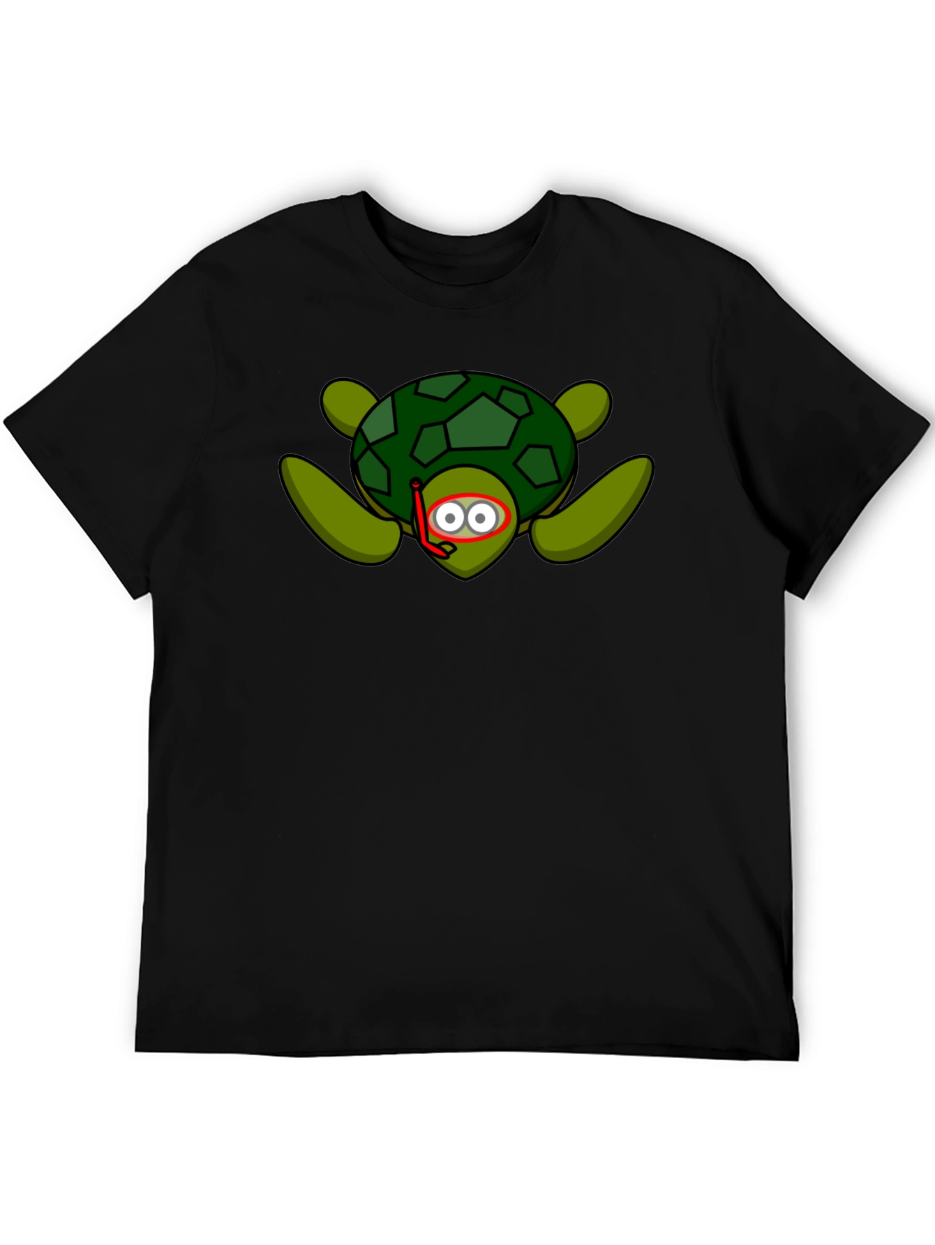 Snorkeling Turtle Graphic Tee - Black Cotton