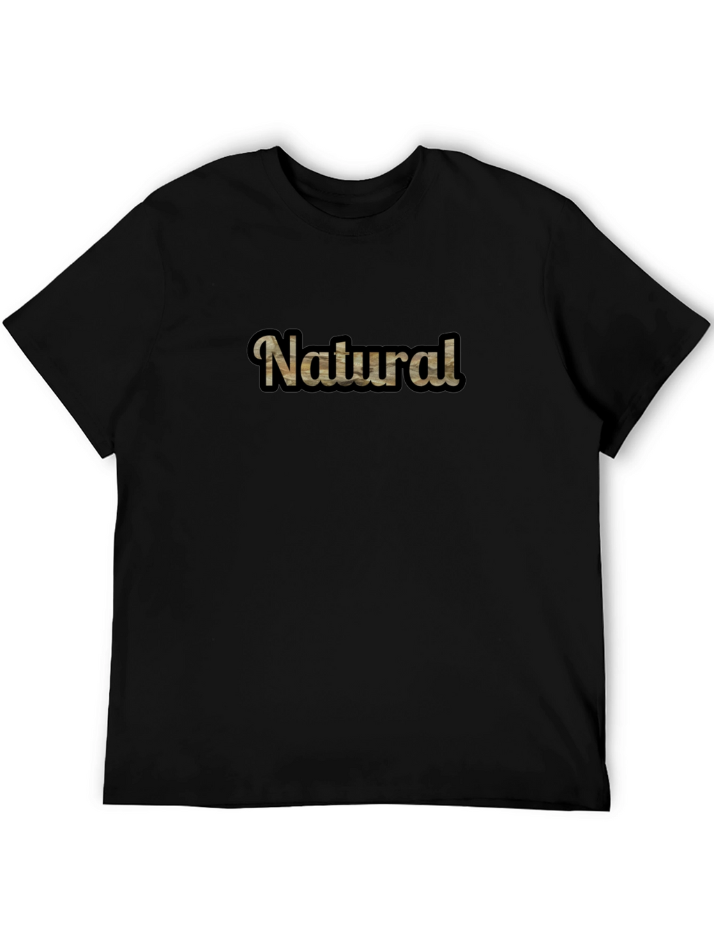 Natural Woodgrain Text Graphic Tee - Mens Black T-Shirt