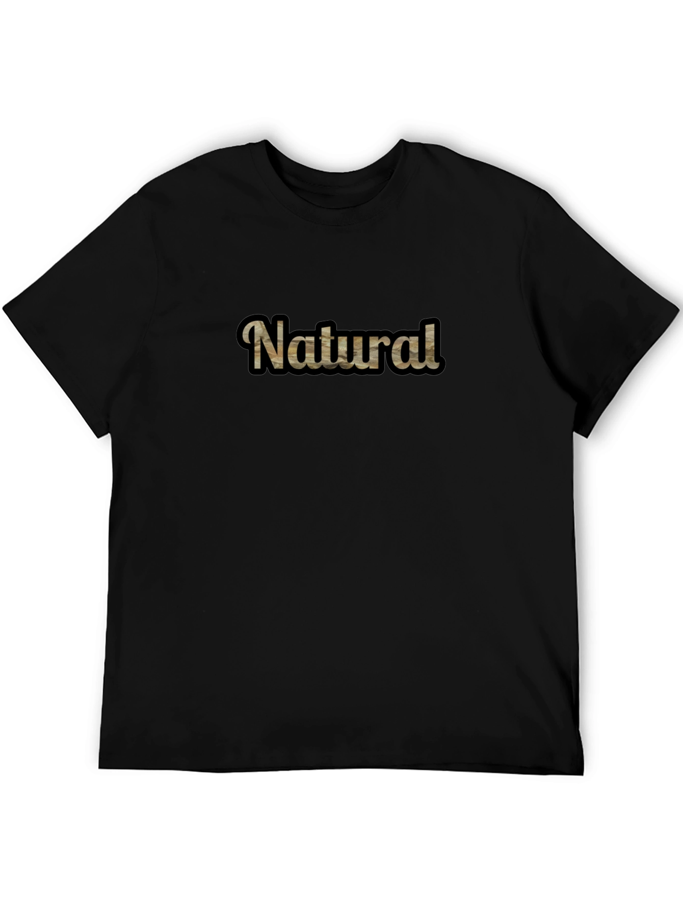 Natural Woodgrain Text Graphic Tee - Mens Black T-Shirt