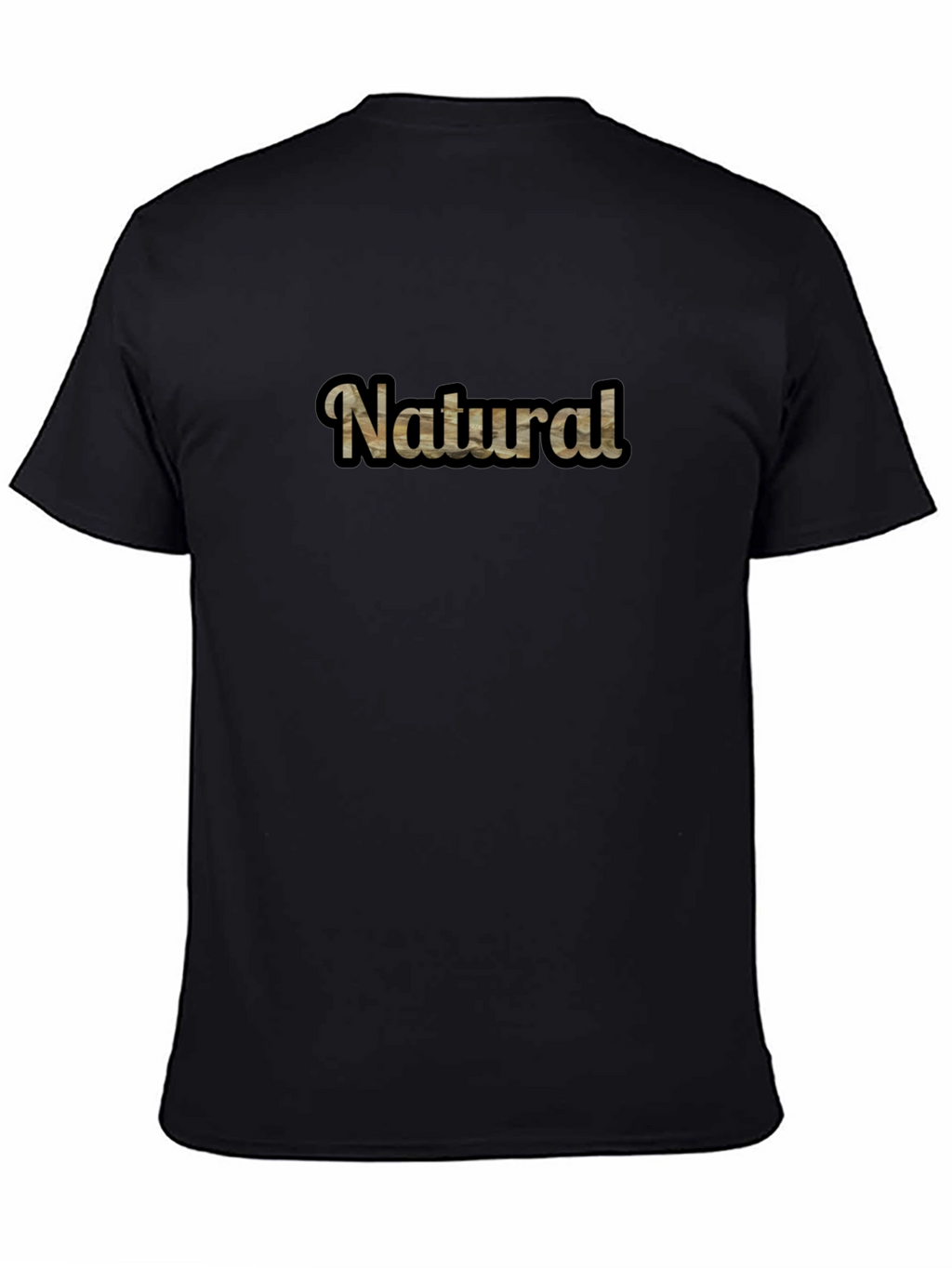 Natural Woodgrain Text Graphic Tee - Mens Black T-Shirt