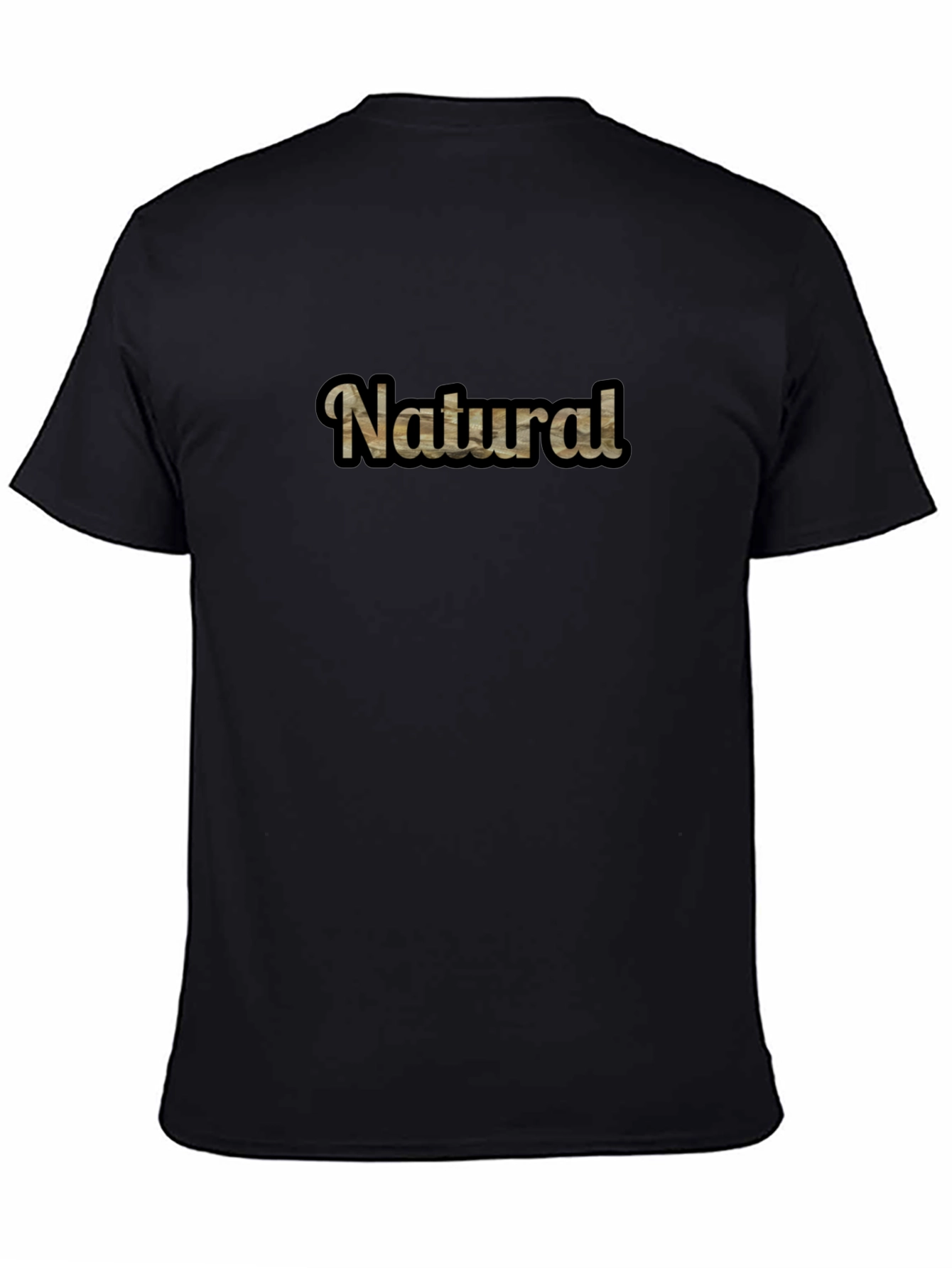 Natural Woodgrain Text Graphic Tee - Mens Black T-Shirt