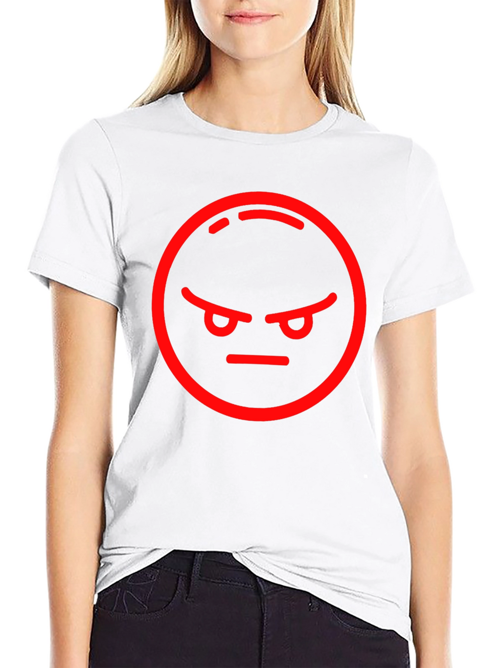 Angry Emoji Graphic Tee - Black Cotton Blend Shirt