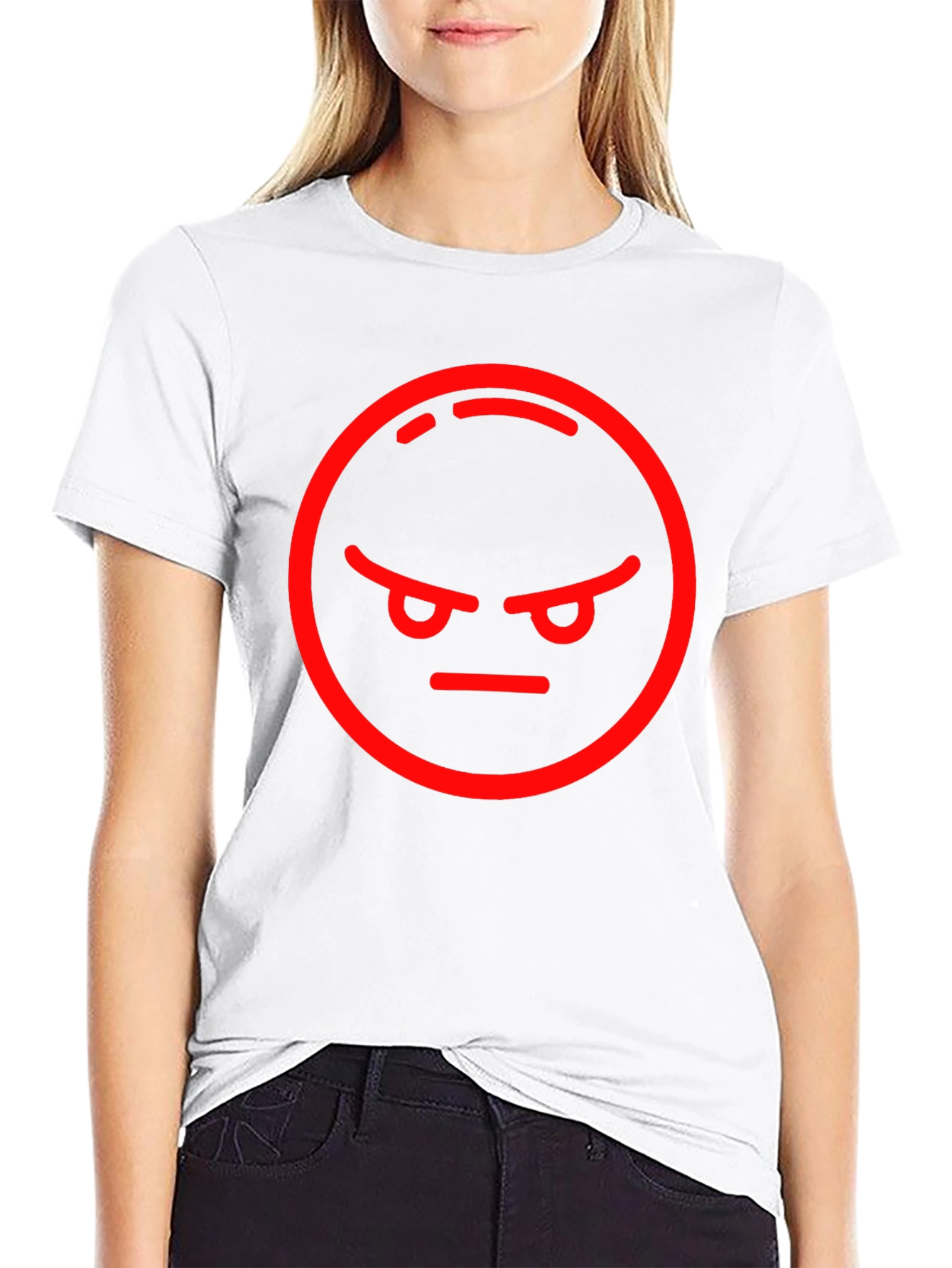 Angry Emoji Graphic Tee - Black Cotton Blend Shirt