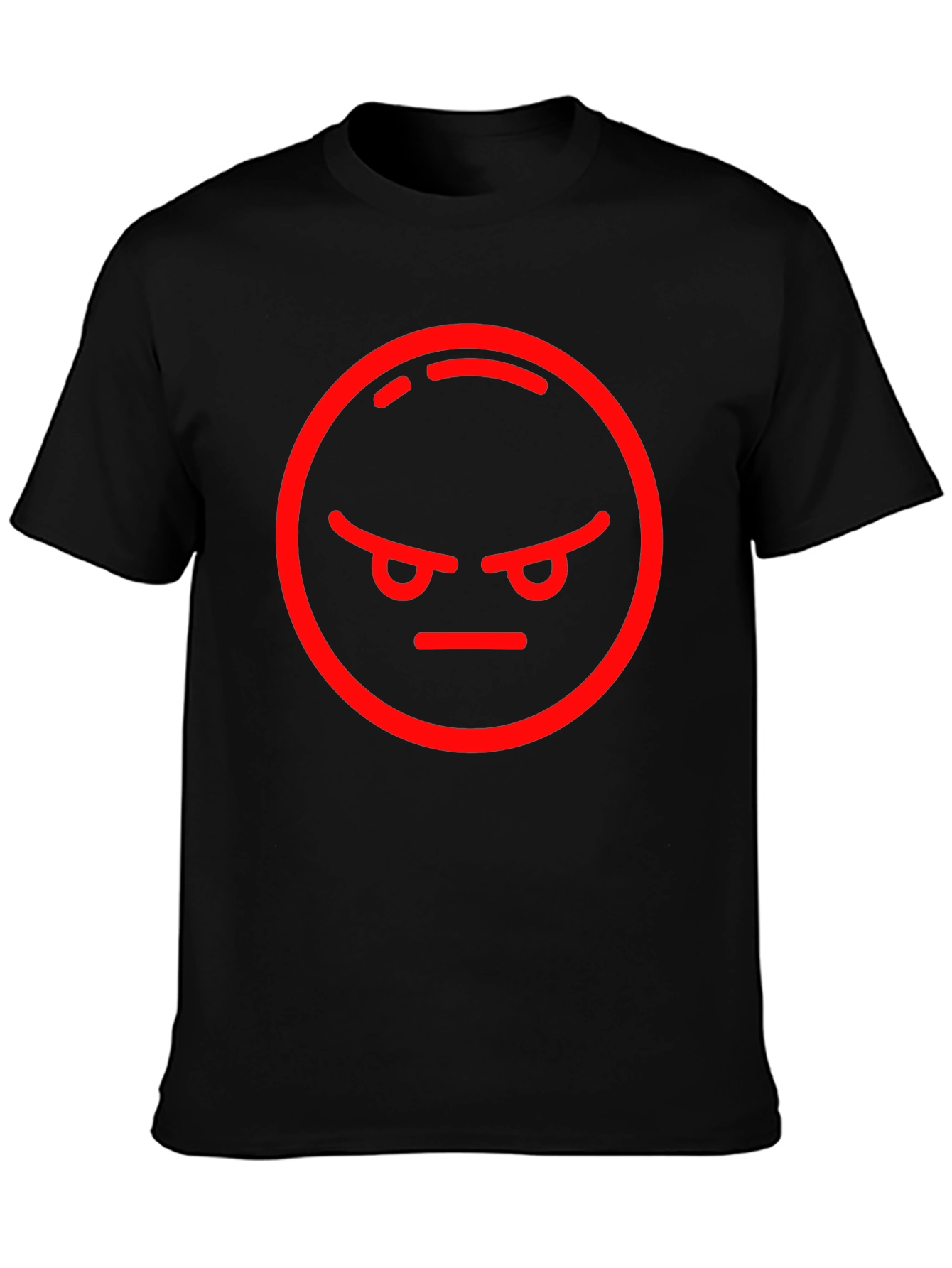 Angry Emoji Graphic Tee - Black Cotton Blend Shirt