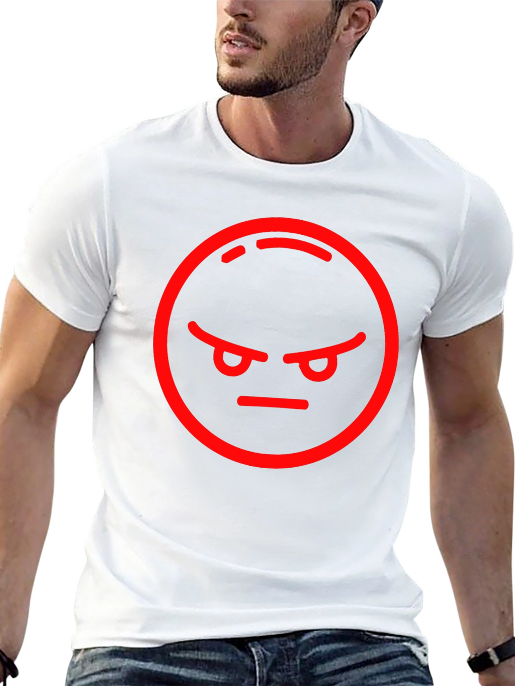 Angry Emoji Graphic Tee - Black Cotton Blend Shirt