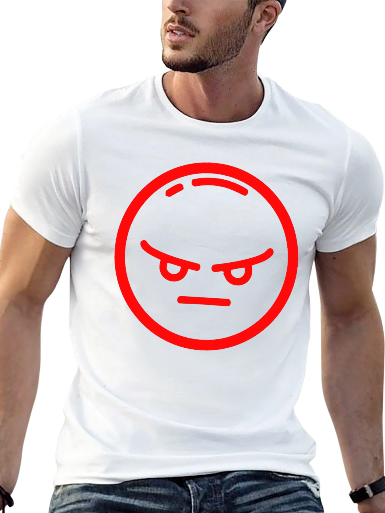 Angry Emoji Graphic Tee - Black Cotton Blend Shirt