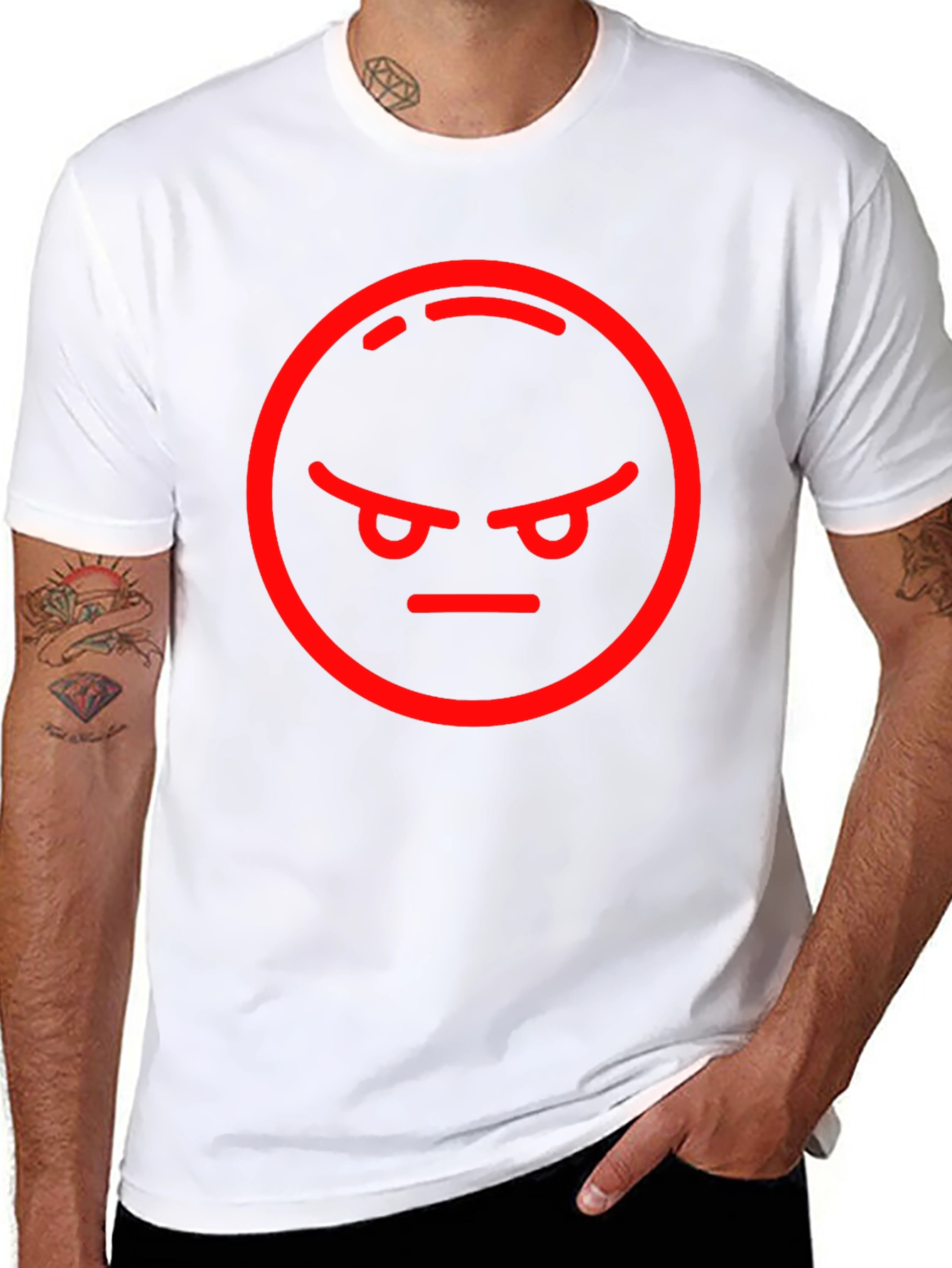 Angry Emoji Graphic Tee - Black Cotton Blend Shirt