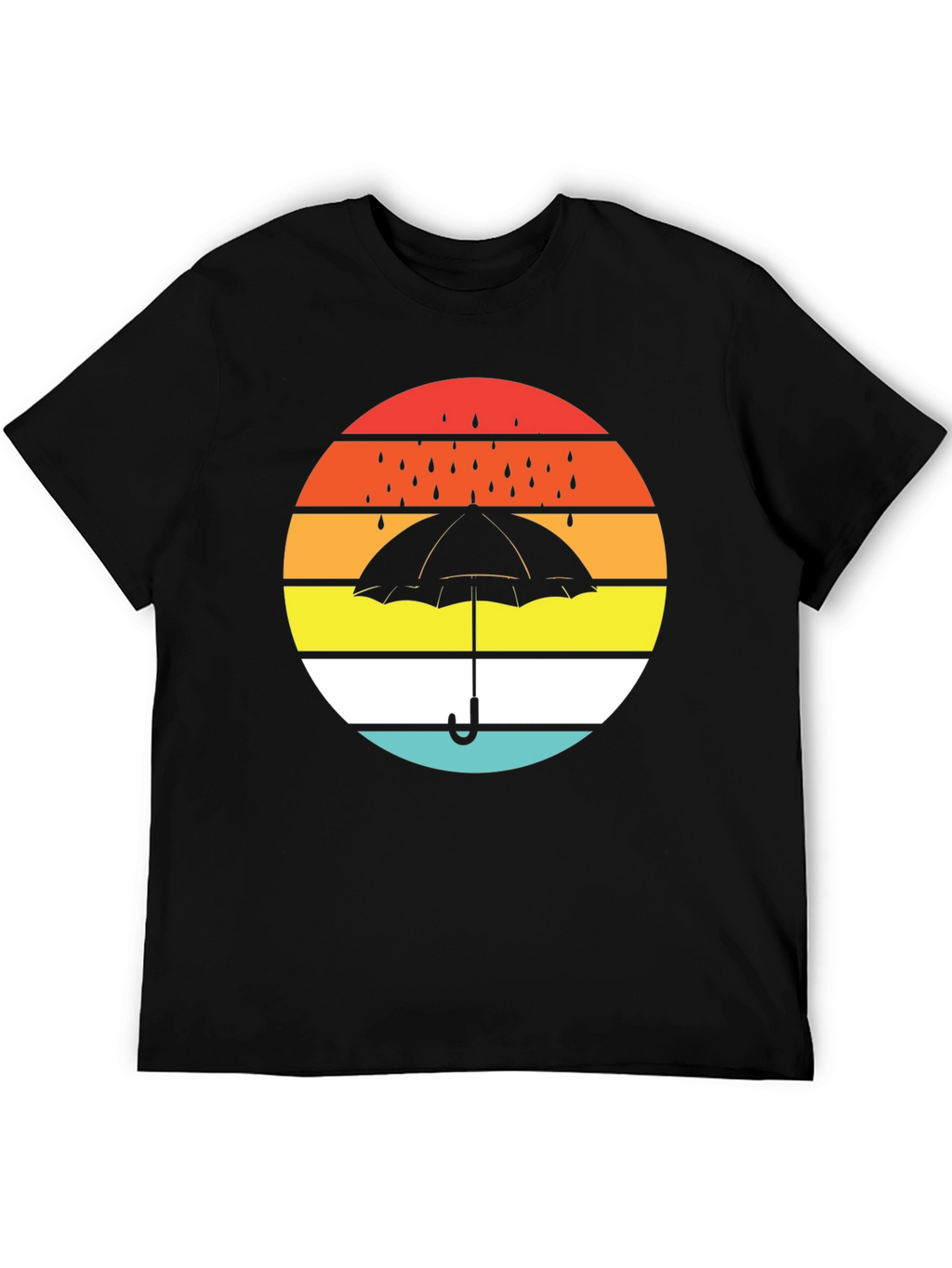 Retro Sunset Umbrella Black T-Shirt