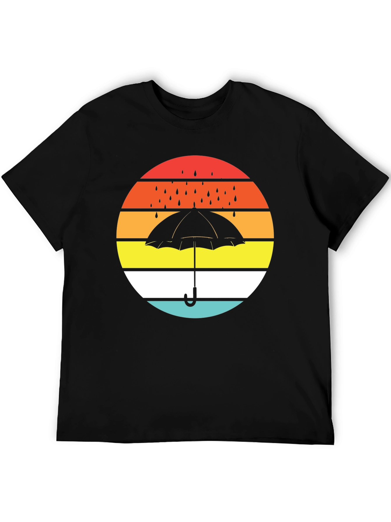 Retro Sunset Umbrella Black T-Shirt