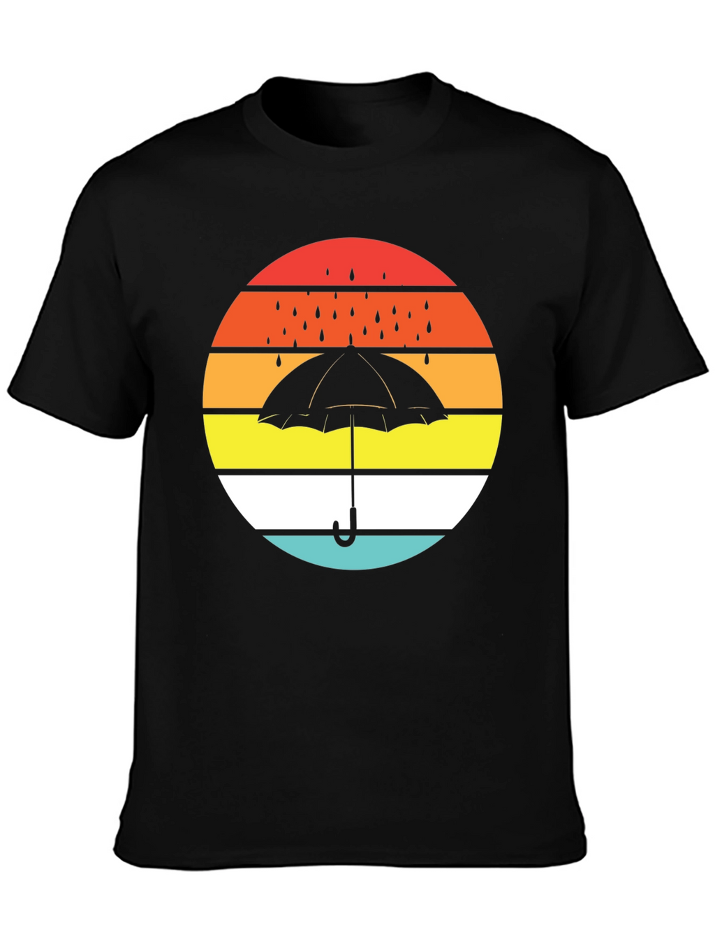 Retro Sunset Umbrella Black T-Shirt