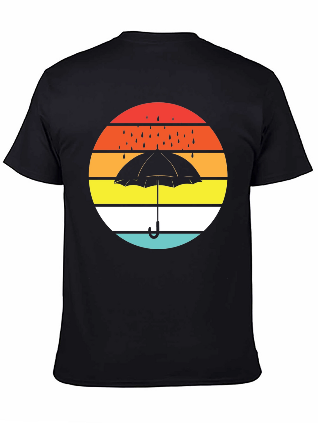 Retro Sunset Umbrella Black T-Shirt