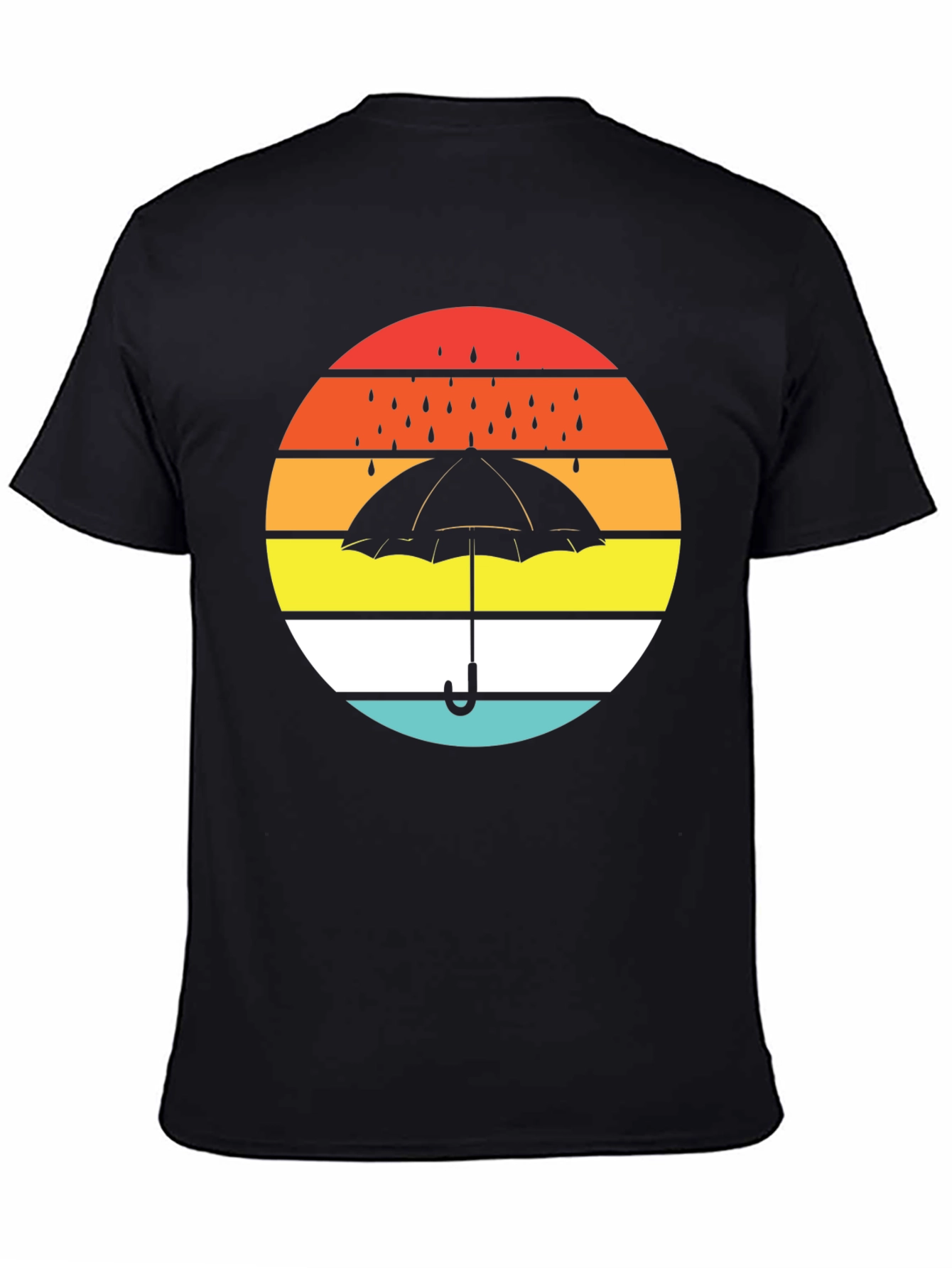 Retro Sunset Umbrella Black T-Shirt