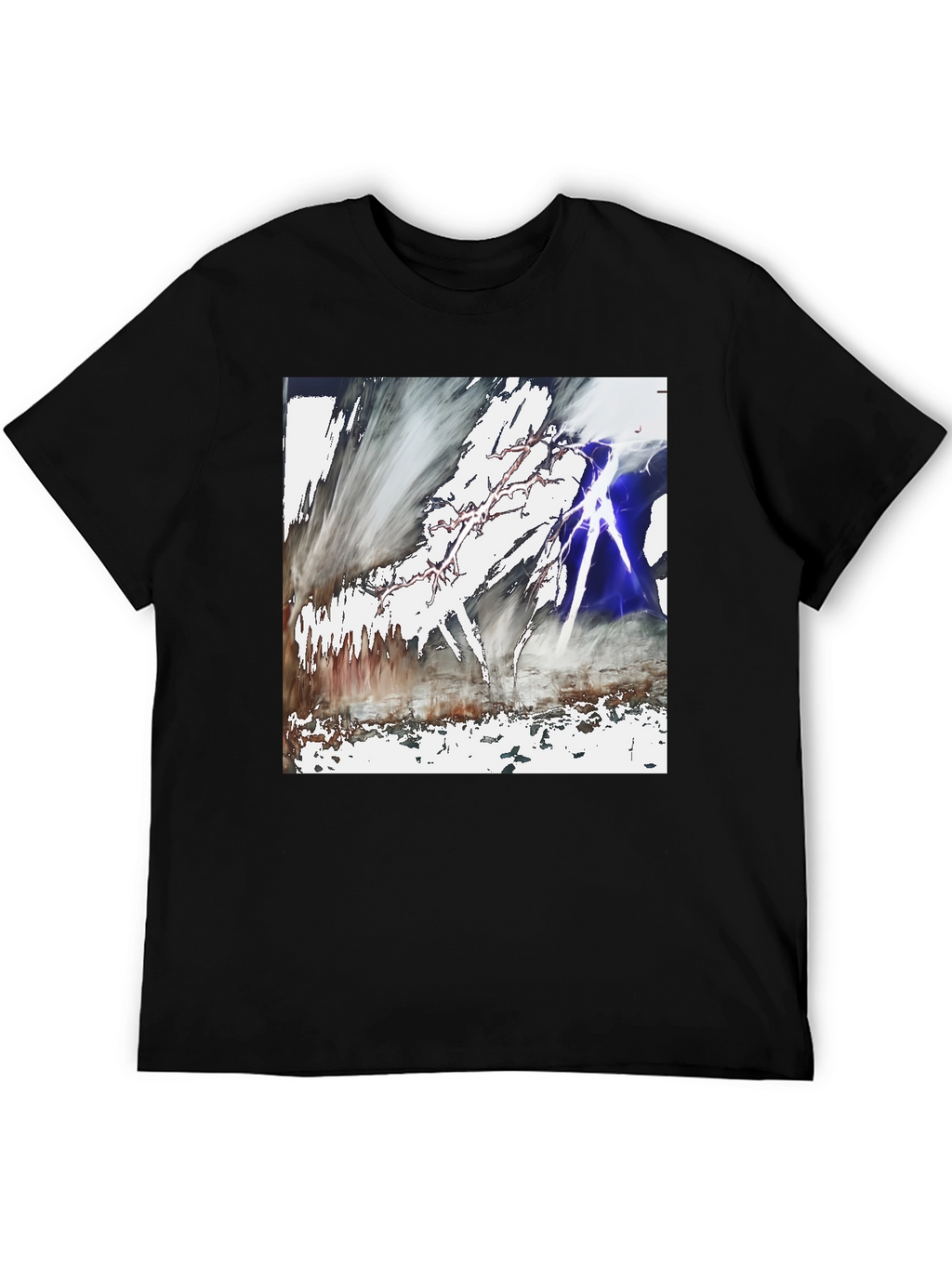 Abstract Lightning Graphic Black T-Shirt
