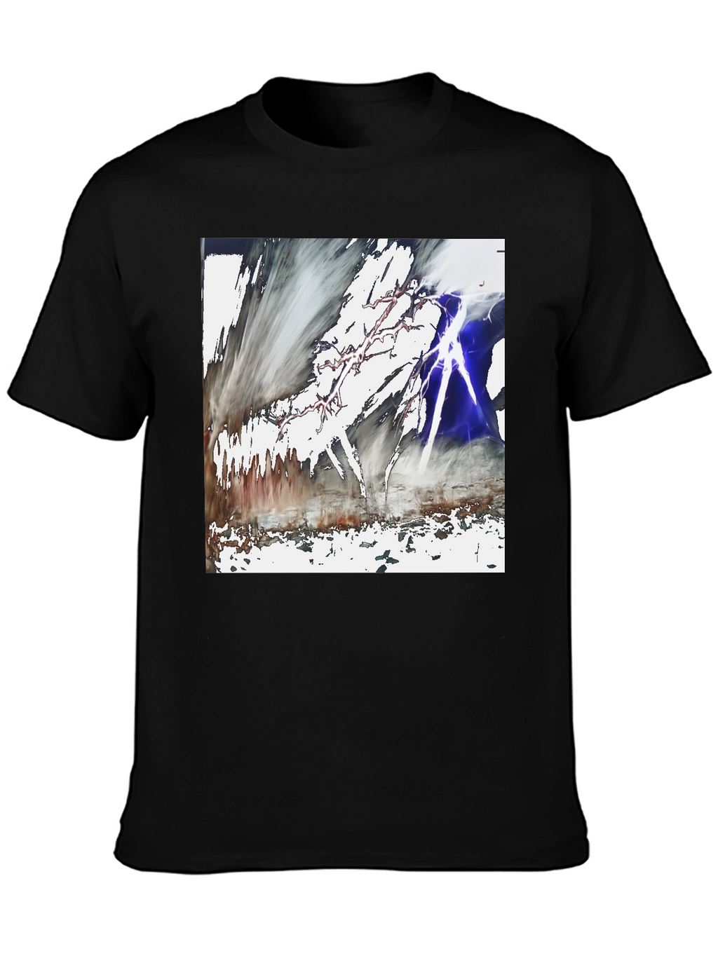 Abstract Lightning Graphic Black T-Shirt