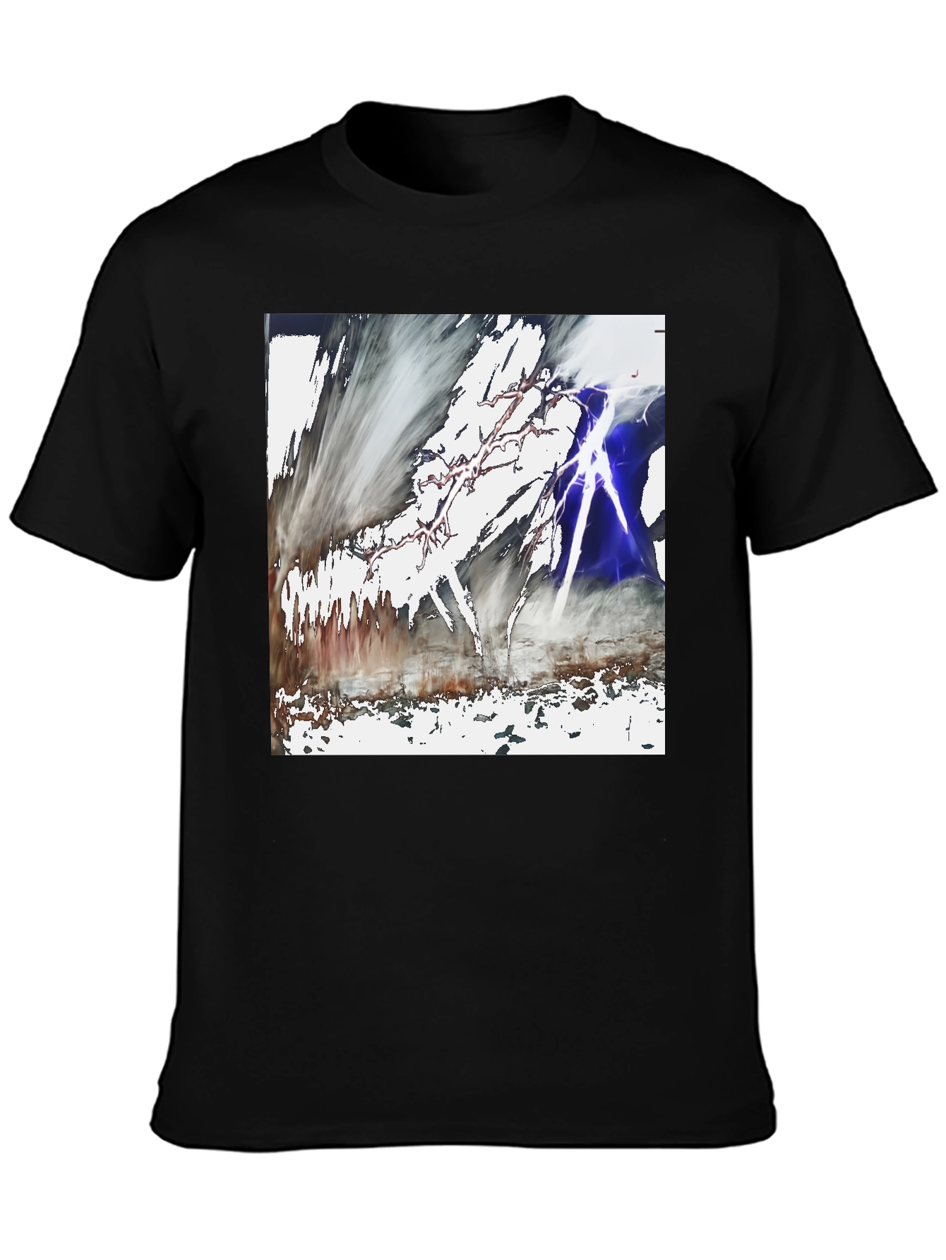 Abstract Lightning Graphic Black T-Shirt